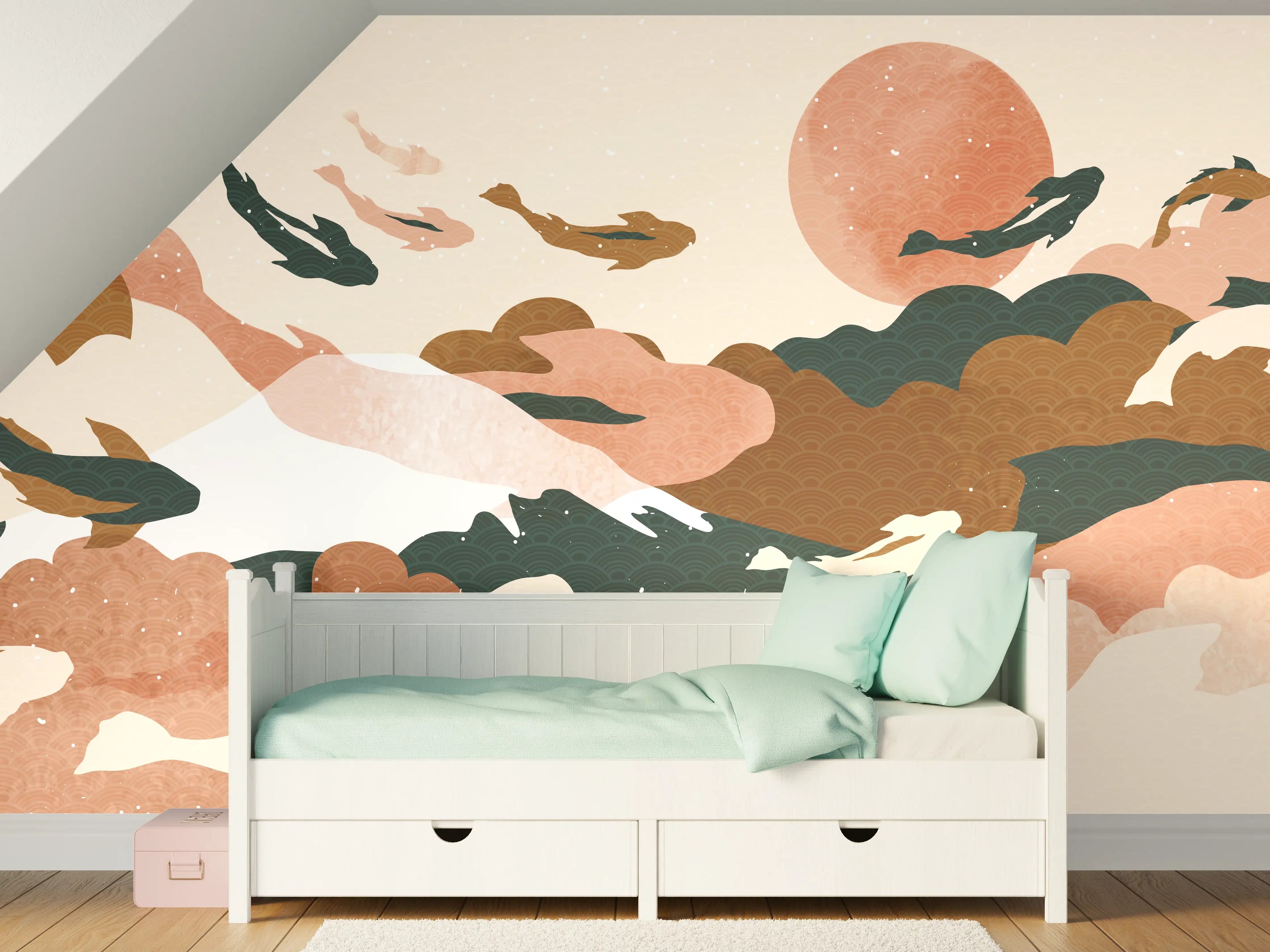 Kinderzimmer Wandgestaltung - Abstrakte Natur Pastelltöne
