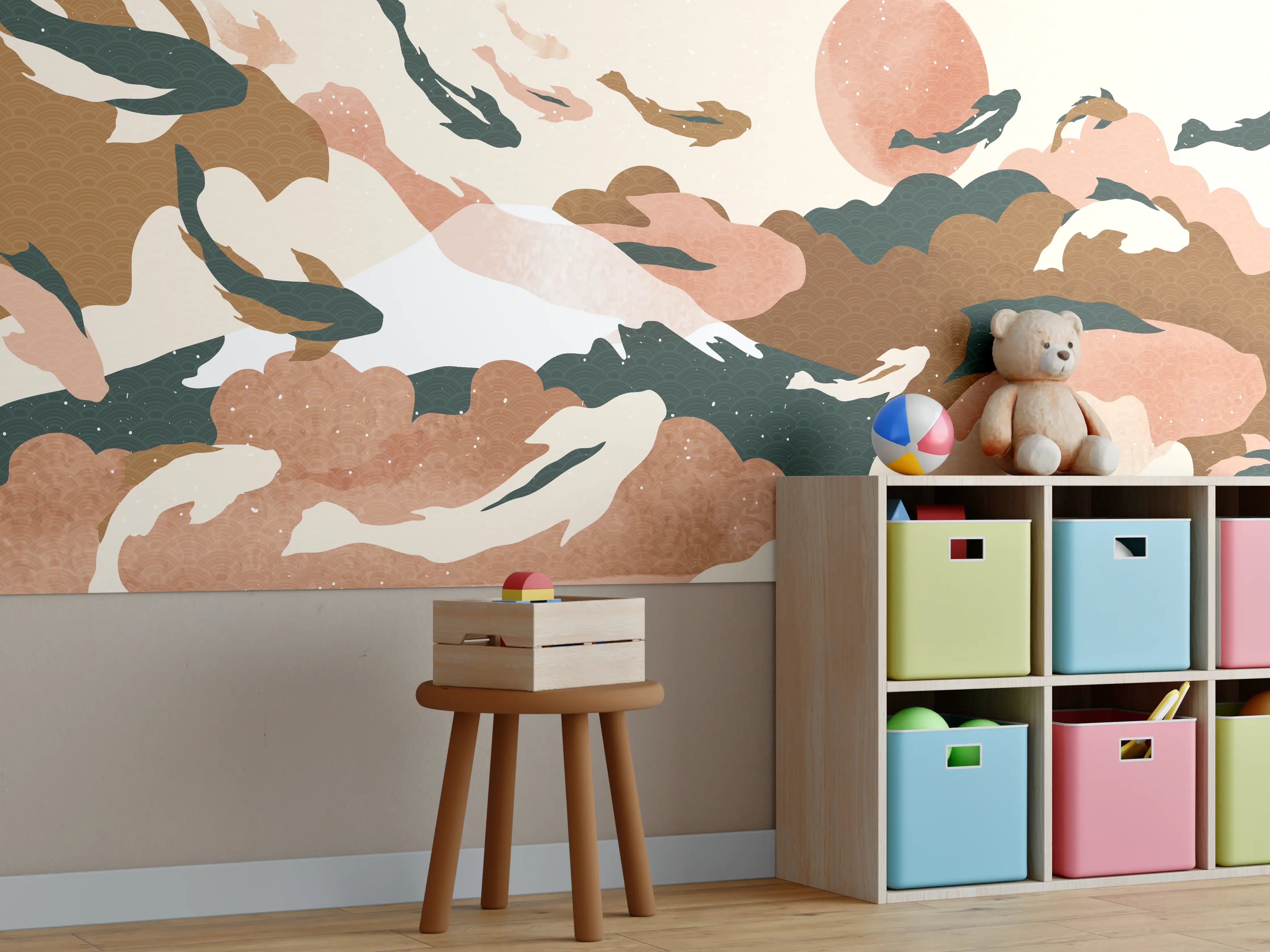 Kinderzimmer Wandgestaltung - Abstrakte Natur Pastelltöne