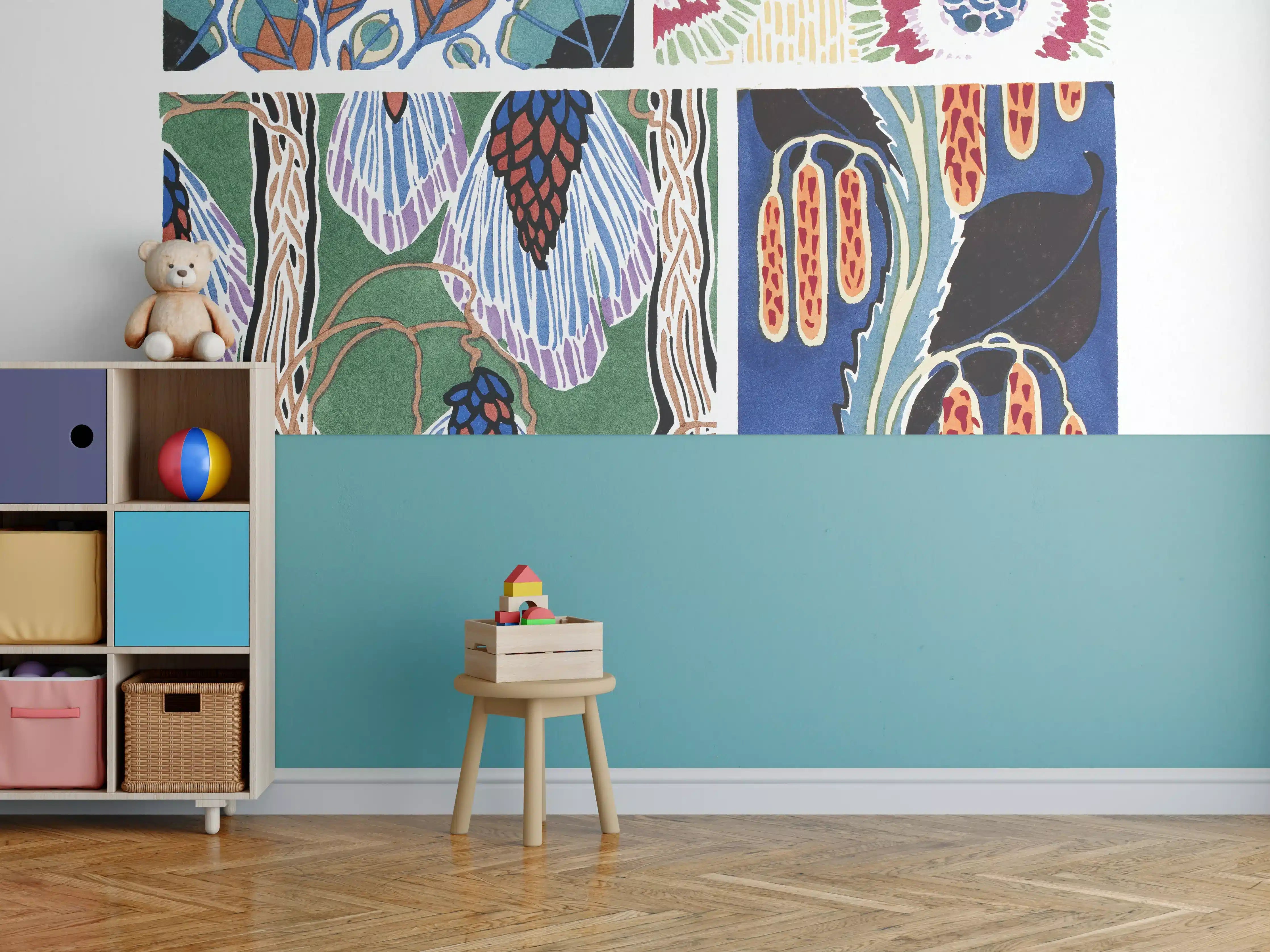 Kinderzimmer Wandgestaltung - Abstrakte Pflanzenmuster