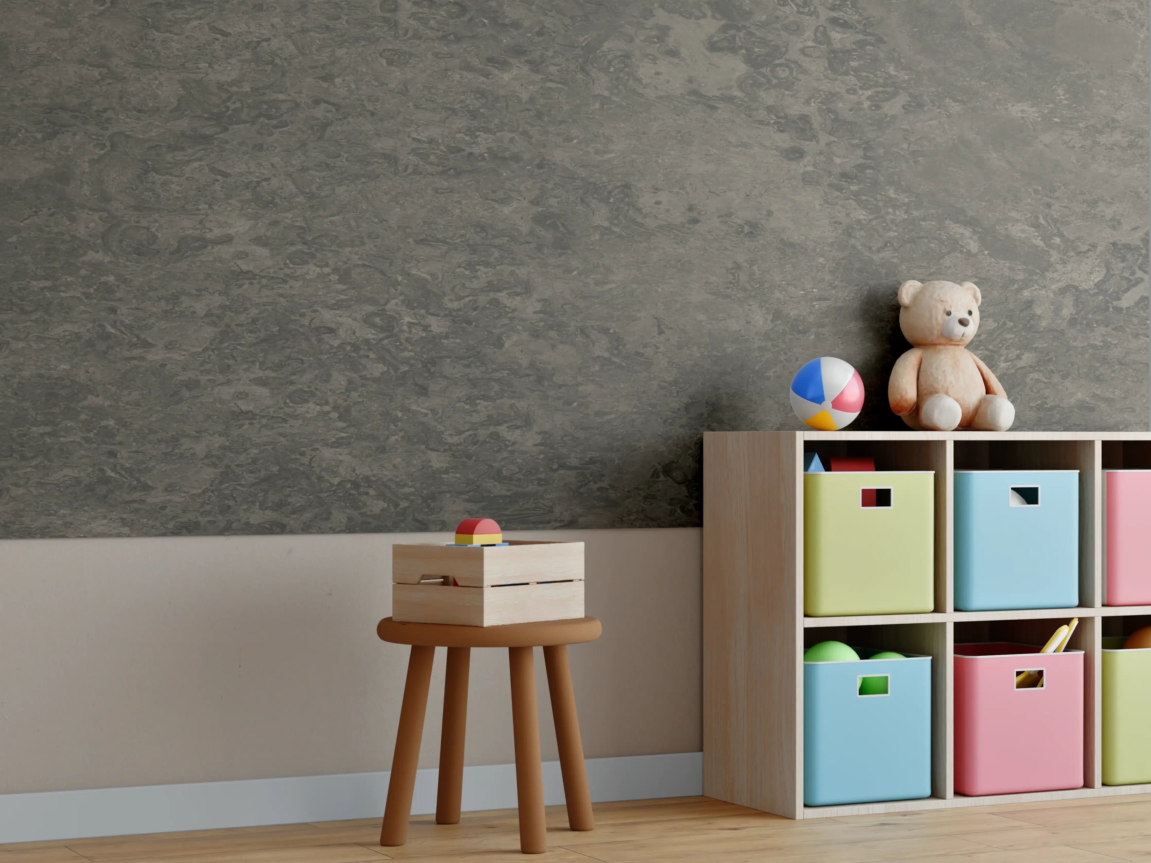 Kinderzimmer Wandgestaltung - Abstrakte Schwarz-Braune Textur