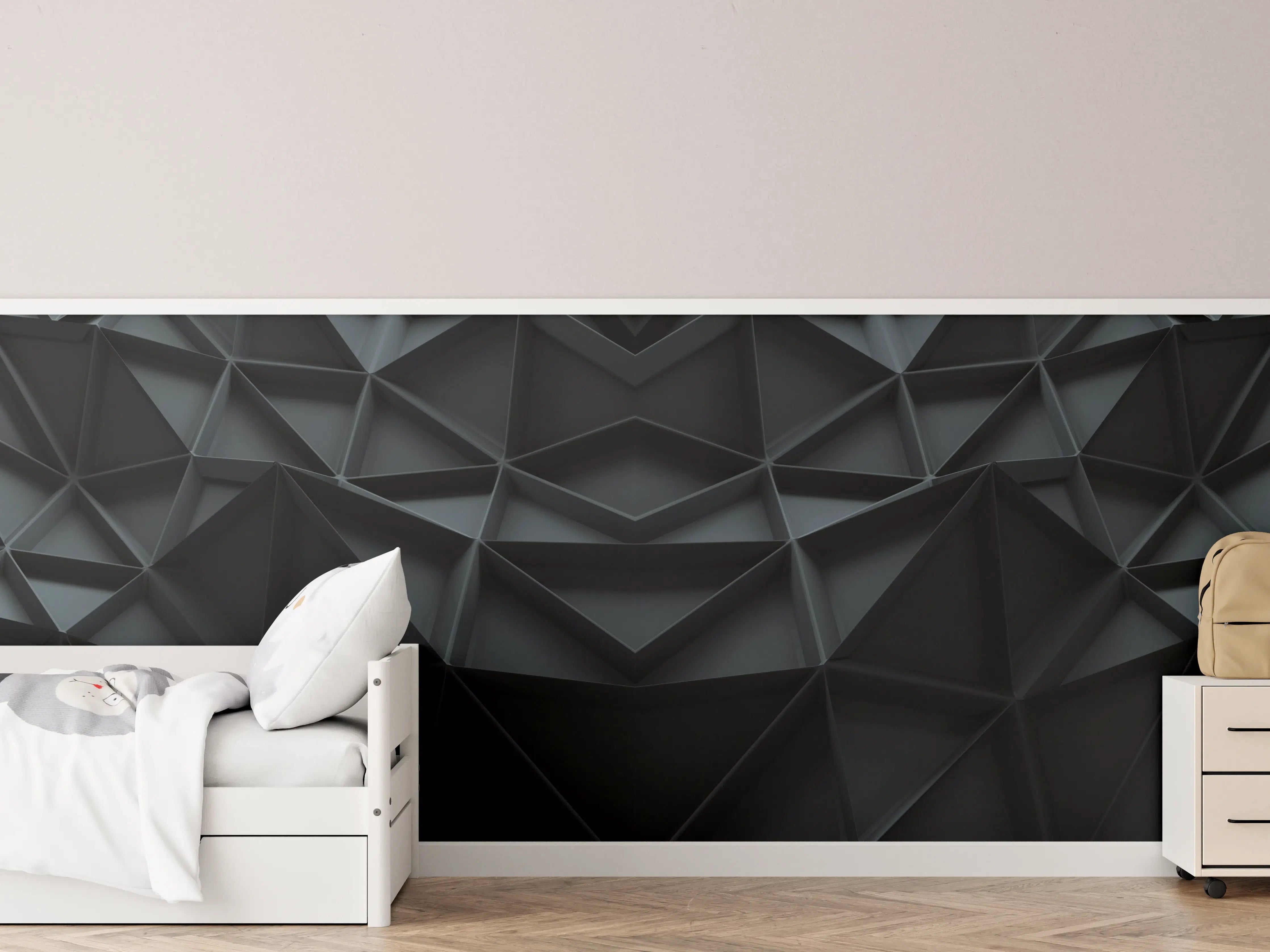 Kinderzimmer Wandgestaltung - Abstrakte Schwarz-Grau Geometrie