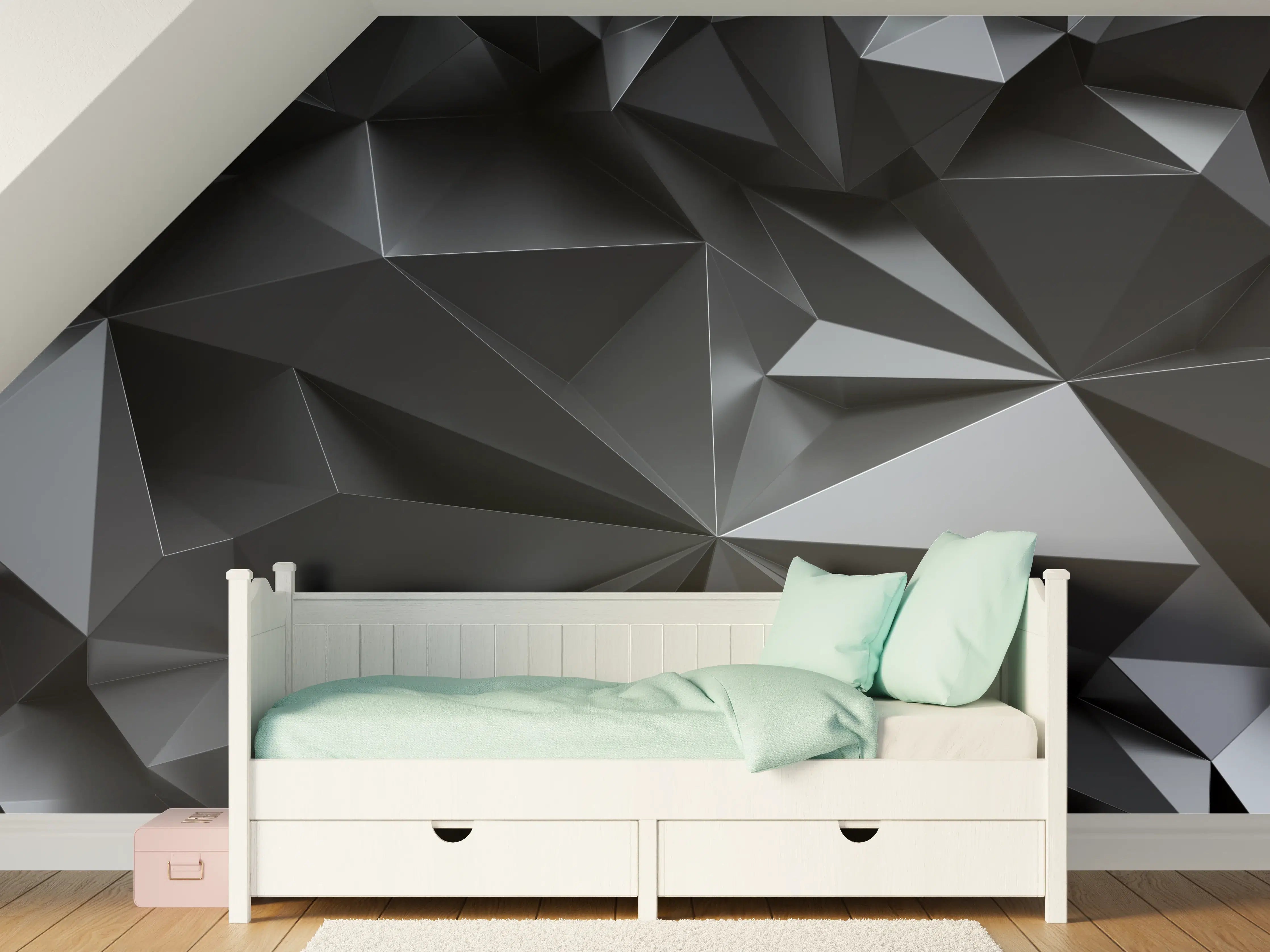 Kinderzimmer Wandgestaltung - Abstrakte Schwarze Kristalltextur