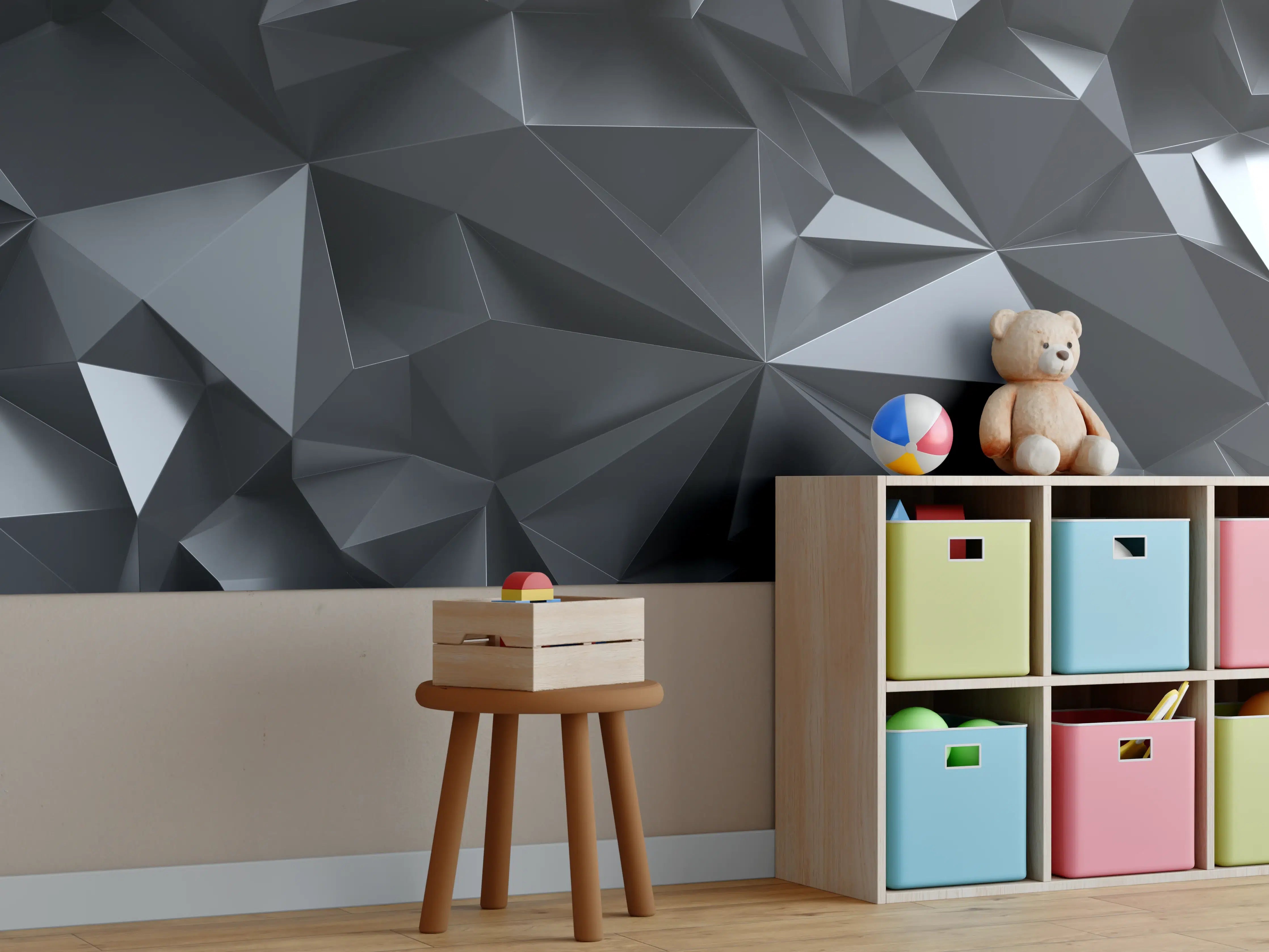 Kinderzimmer Wandgestaltung - Abstrakte Schwarze Kristalltextur