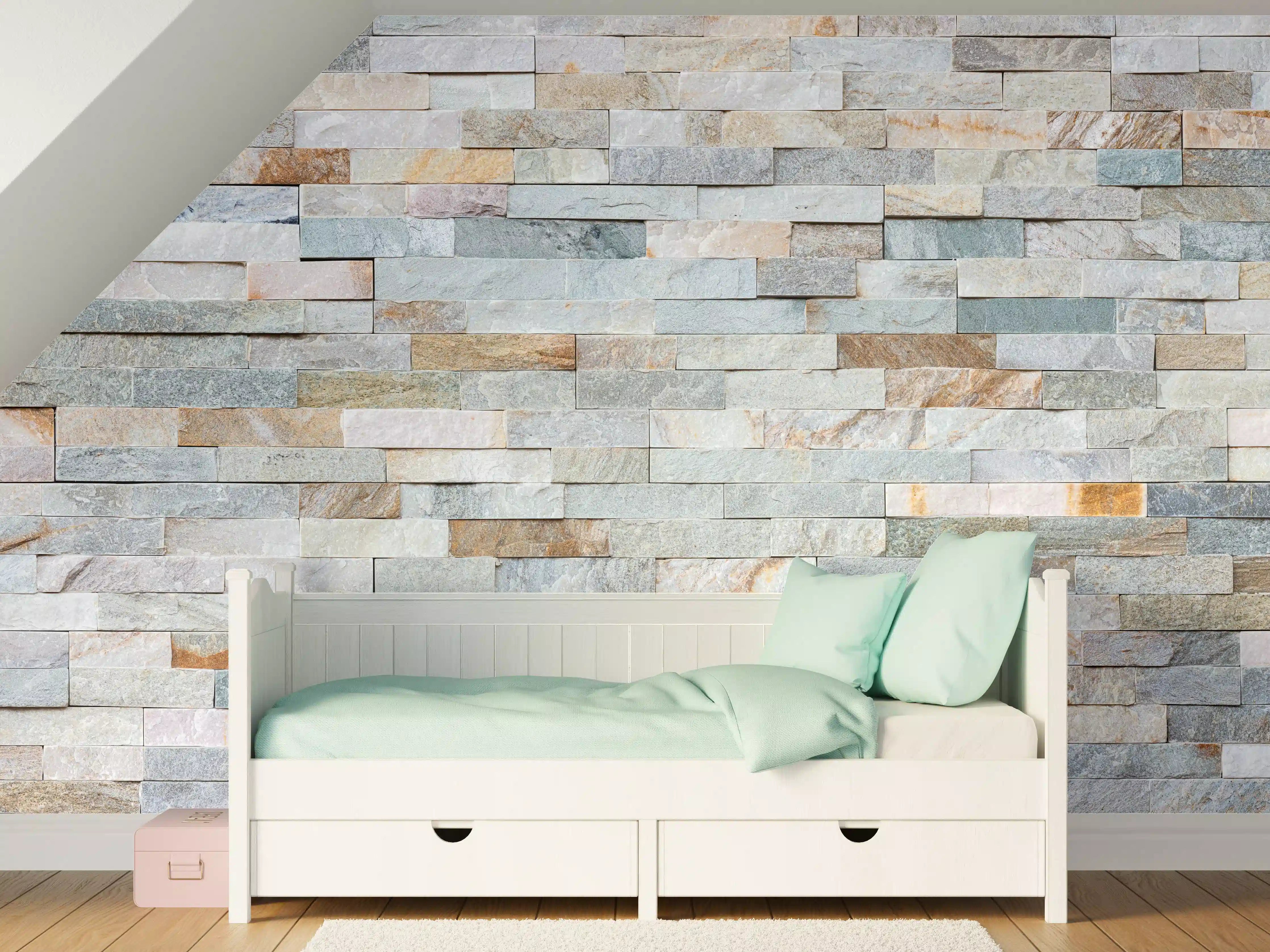 Kinderzimmer Wandgestaltung - Abstrakte Steinwandmuster