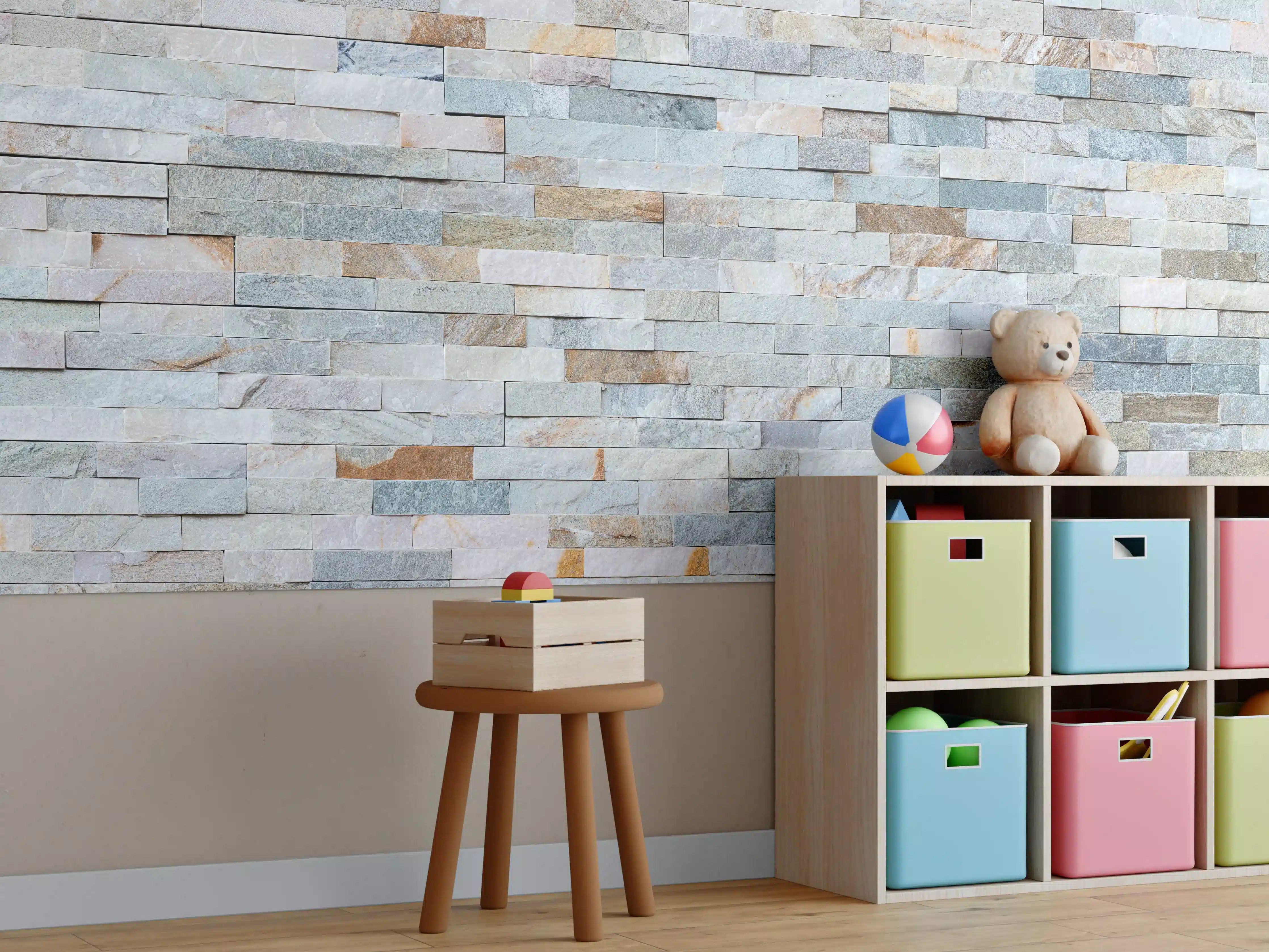 Kinderzimmer Wandgestaltung - Abstrakte Steinwandmuster