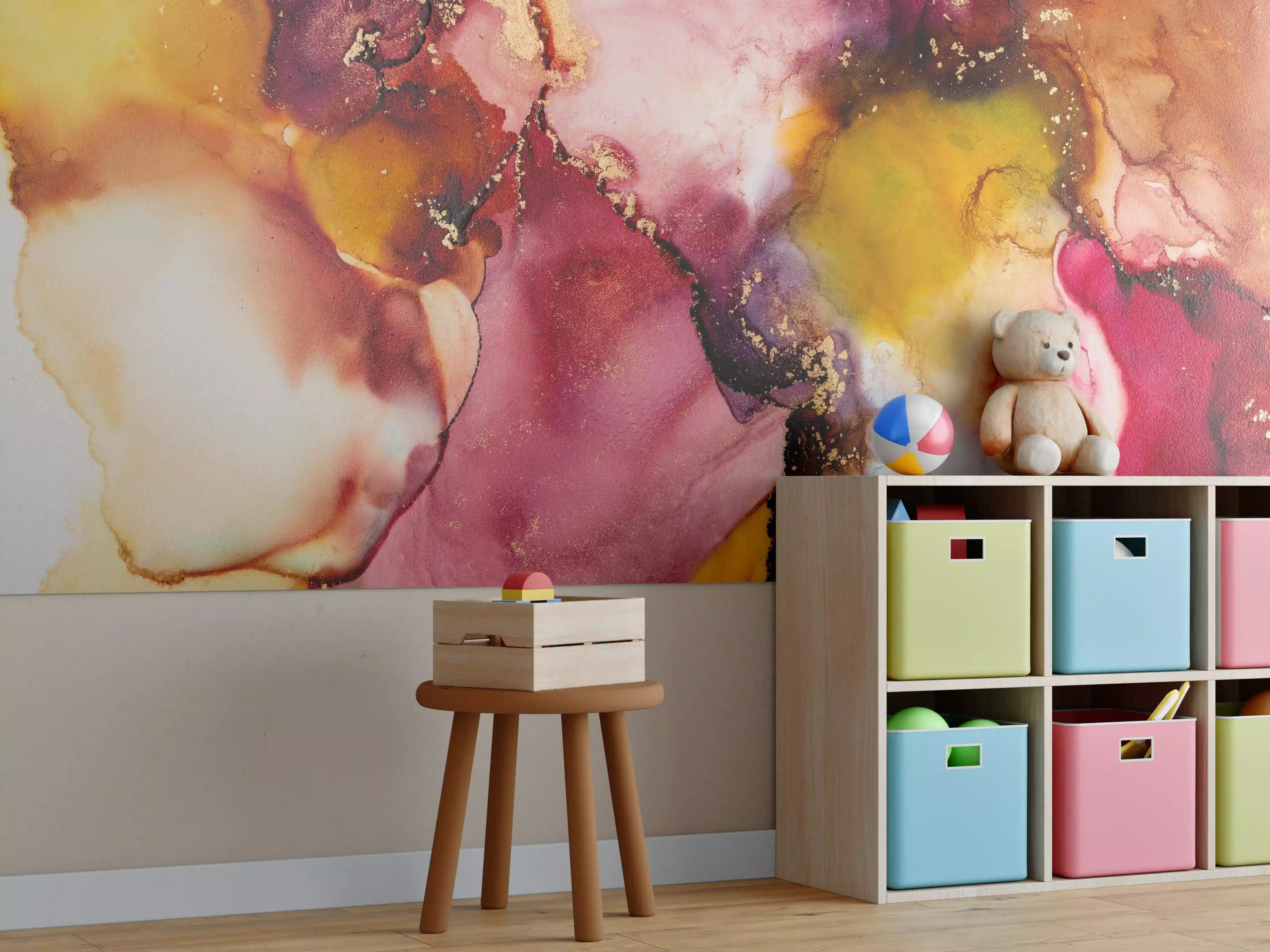 Kinderzimmer Wandgestaltung - Abstrakte Tintentextur - Flüssigkunst