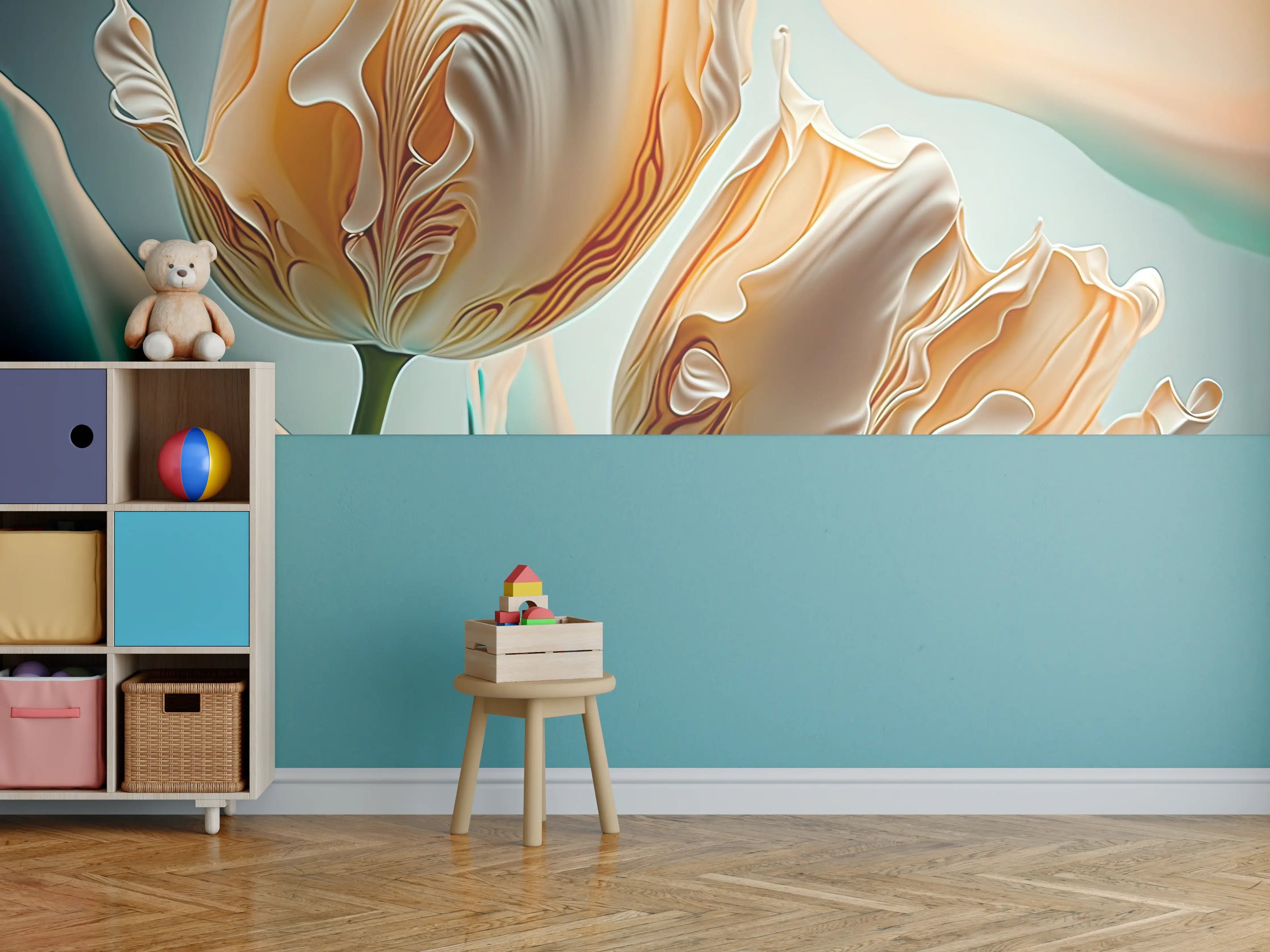 Kinderzimmer Wandgestaltung - Abstrakte Tulpen Kunstwerk