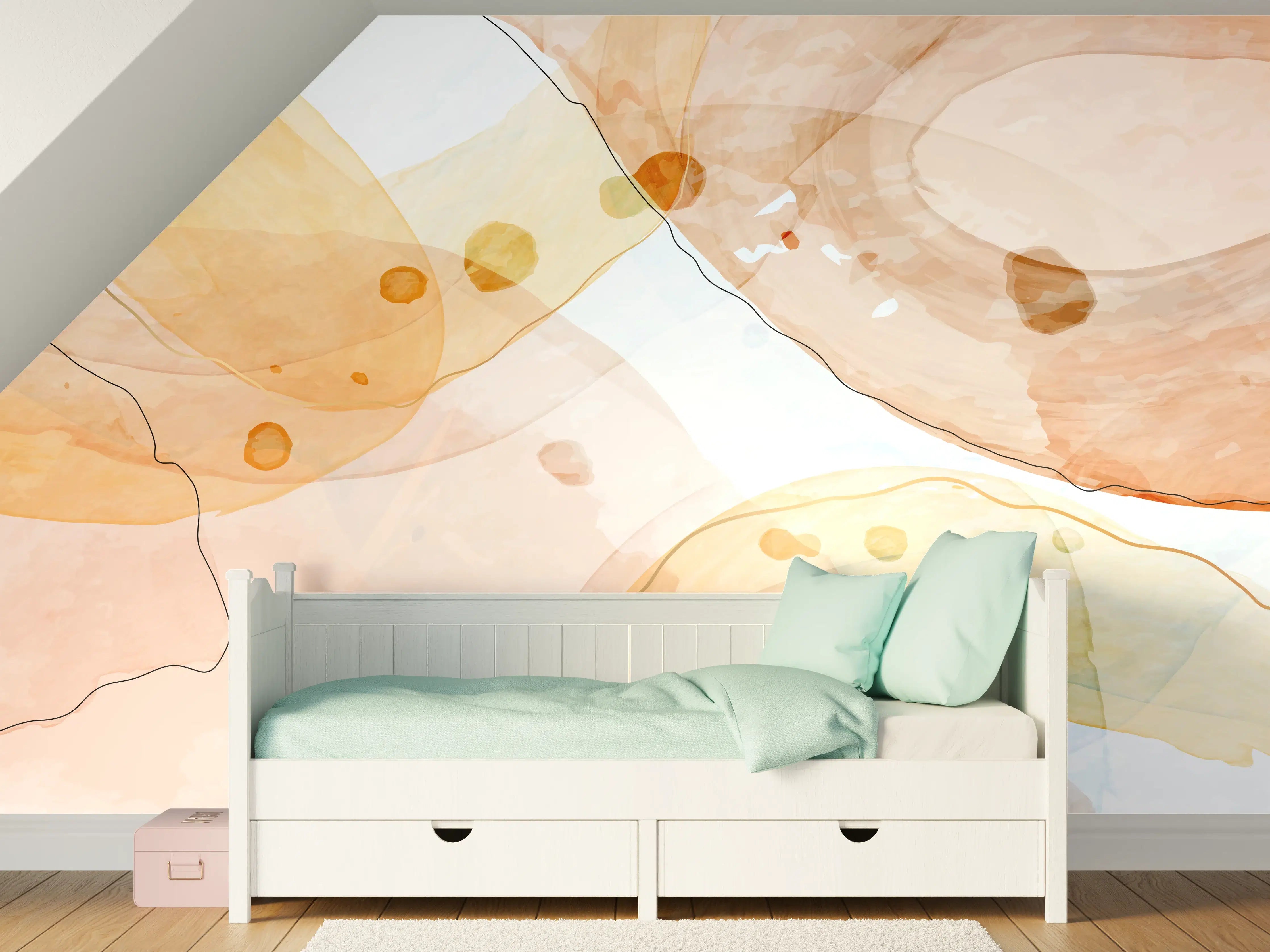 Kinderzimmer Wandgestaltung - Abstrakte Wasserfarben in Pastellfarben