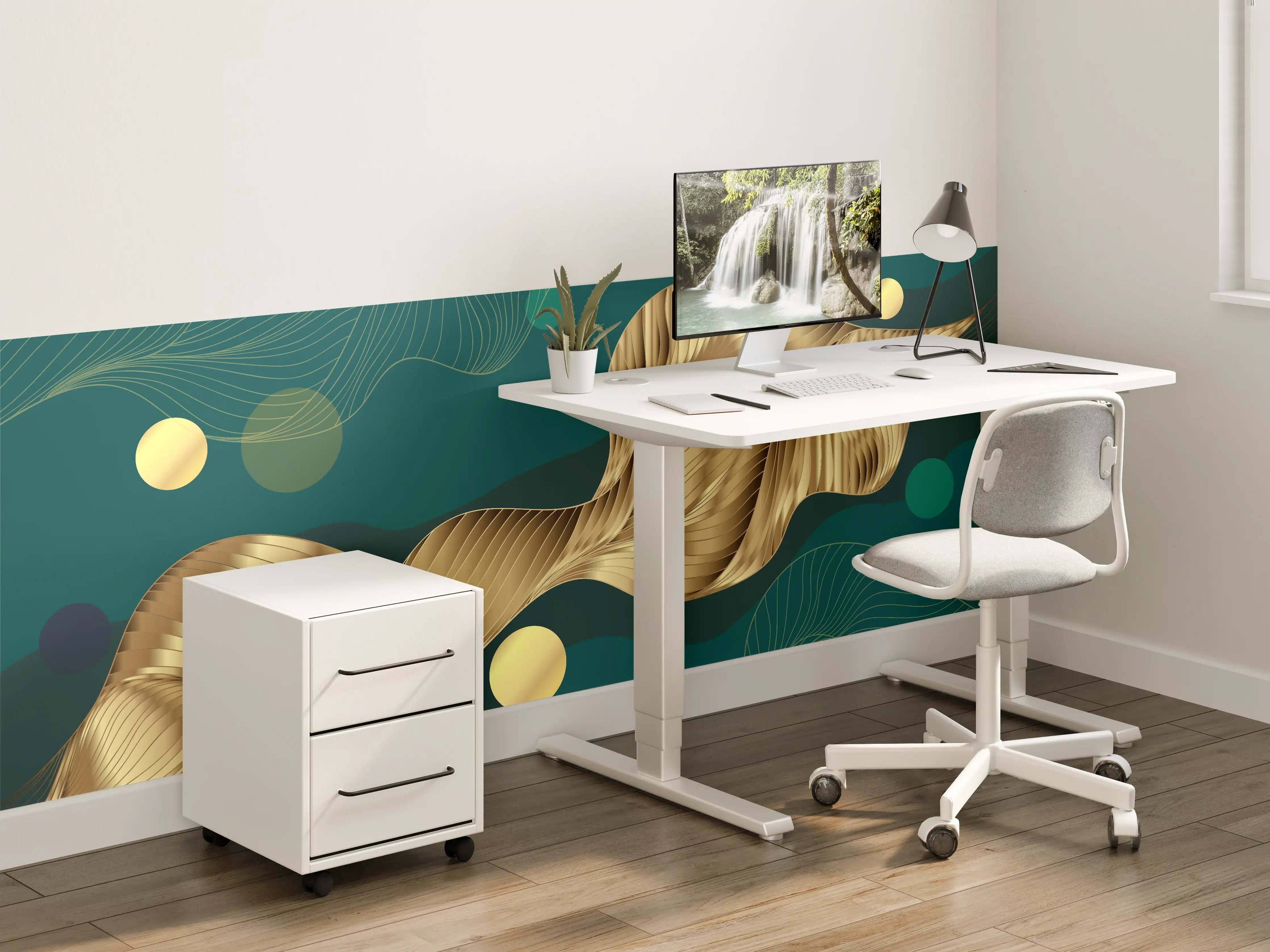 Kinderzimmer Wandgestaltung - Abstrakte Wellen Gold Hintergrund