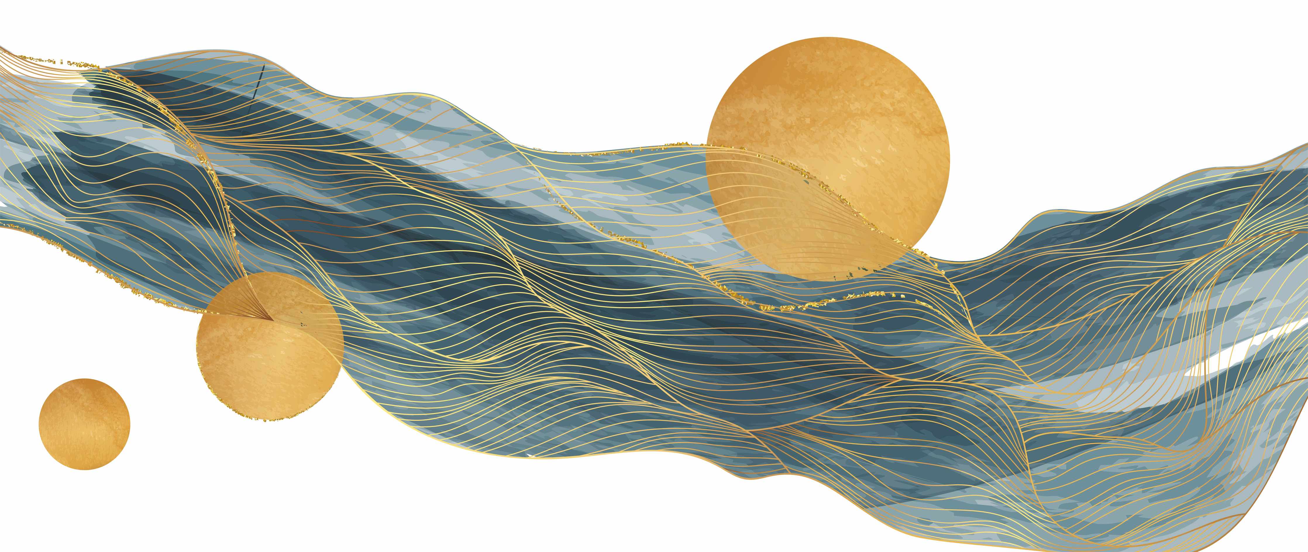 Kinderzimmer Wandgestaltung-Abstrakte Wellen Goldakzente