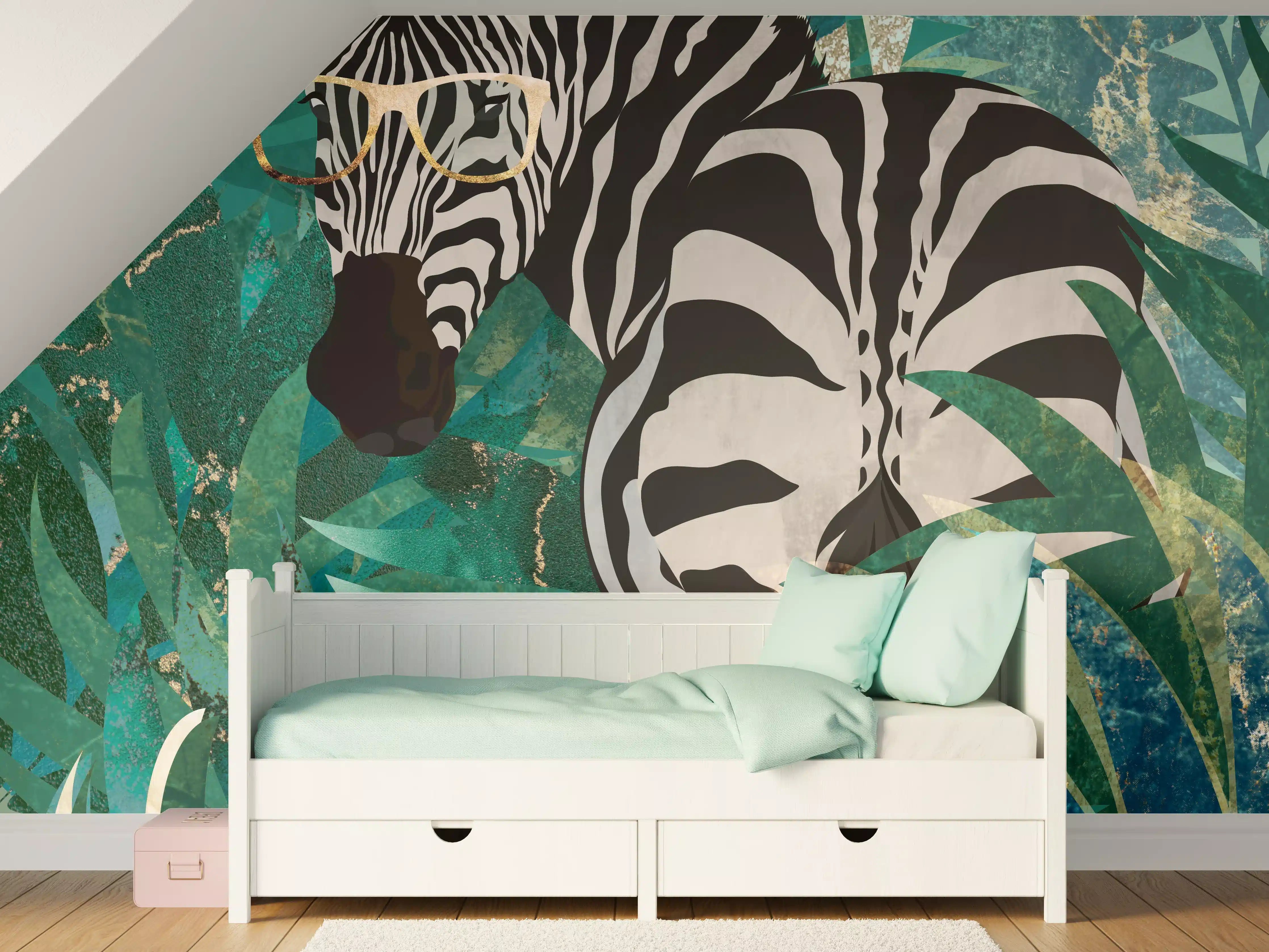 Kinderzimmer Wandgestaltung - Abstrakte Zebra Malerei