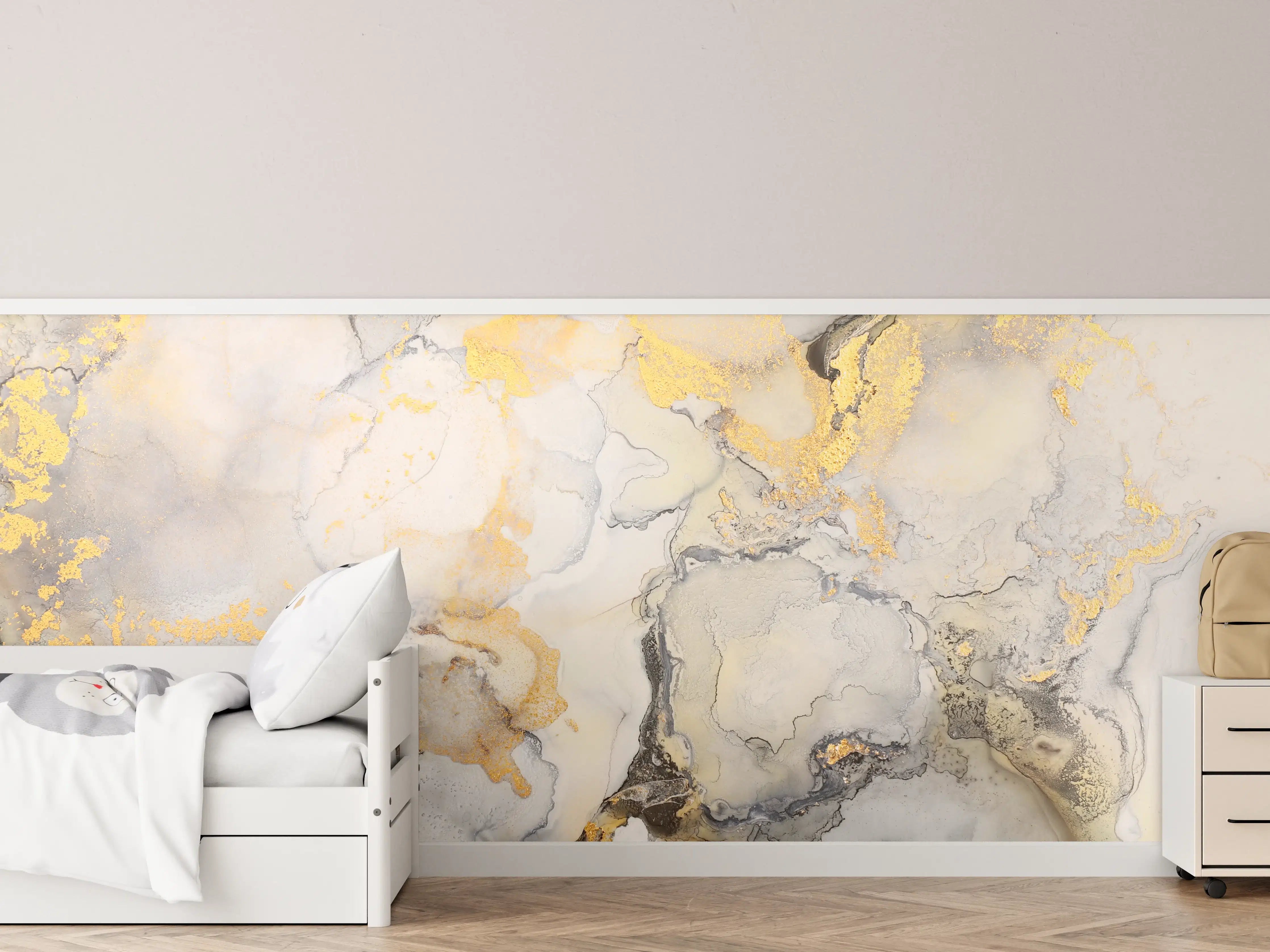 Kinderzimmer Wandgestaltung - Abstrakte helle Flüssigkunstmalerei