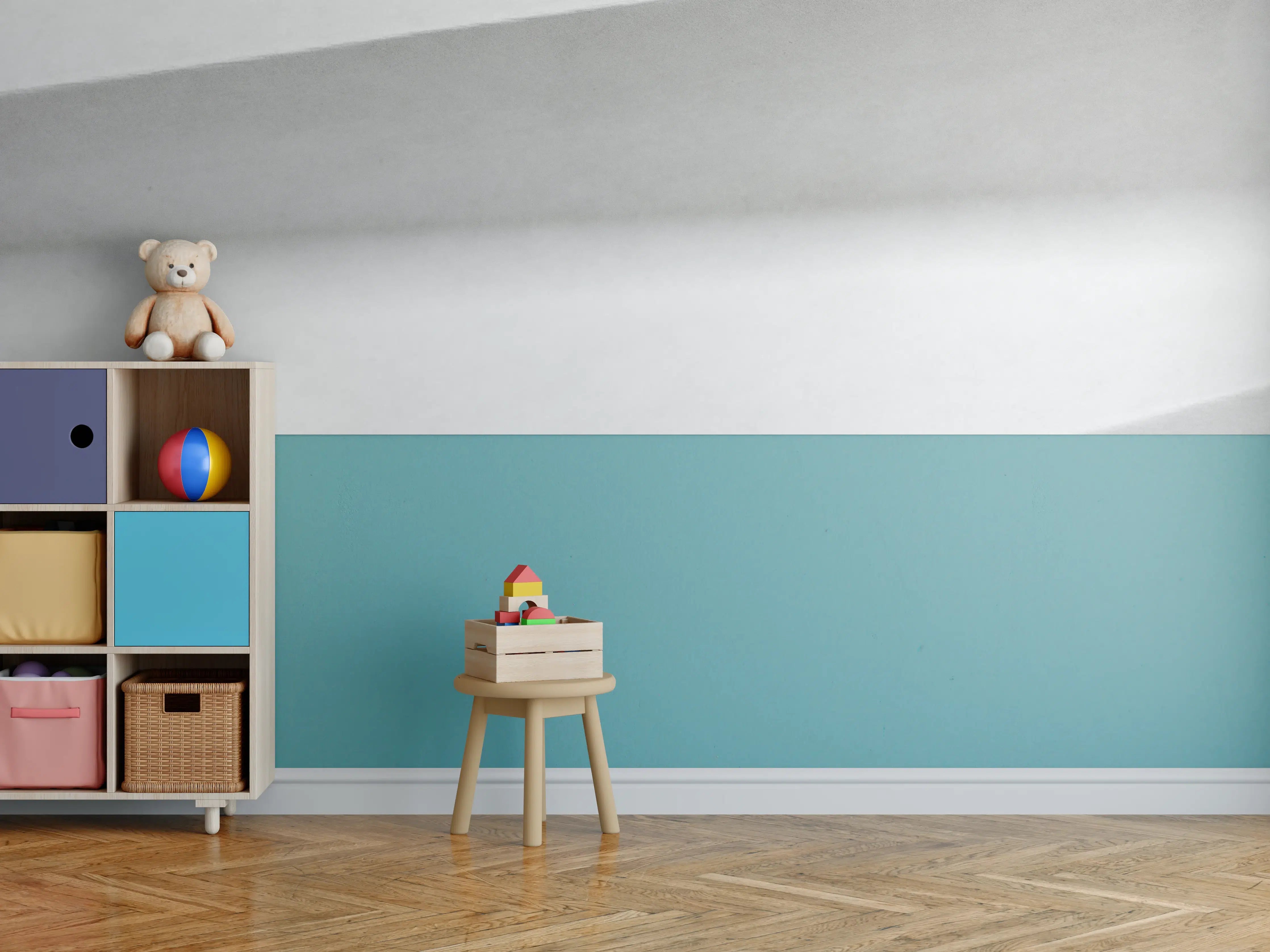 Kinderzimmer Wandgestaltung - Abstrakte minimalistische Papierfaltung