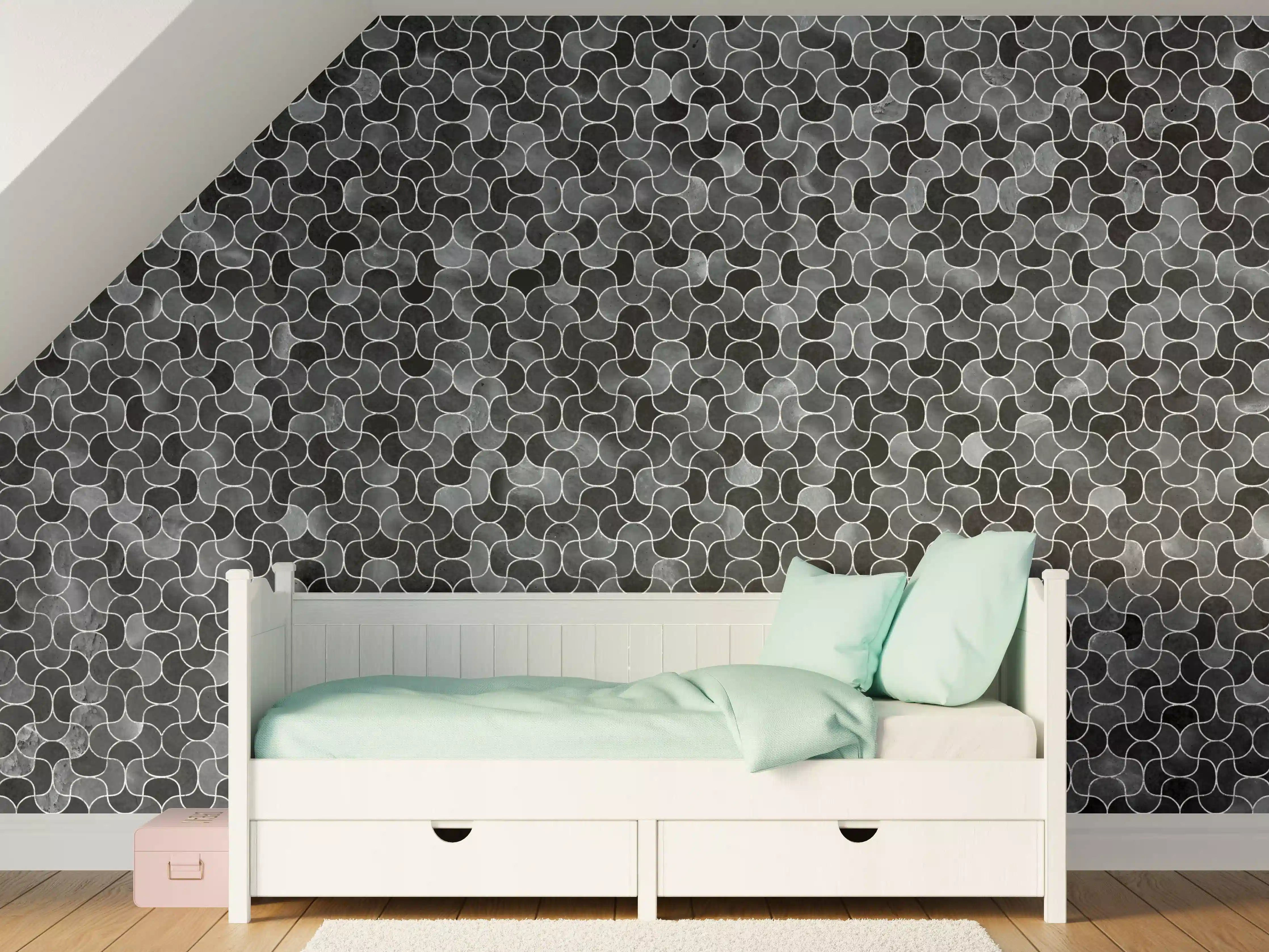 Kinderzimmer Wandgestaltung - Abstrakte schwarze Pixel Mosaik Textur