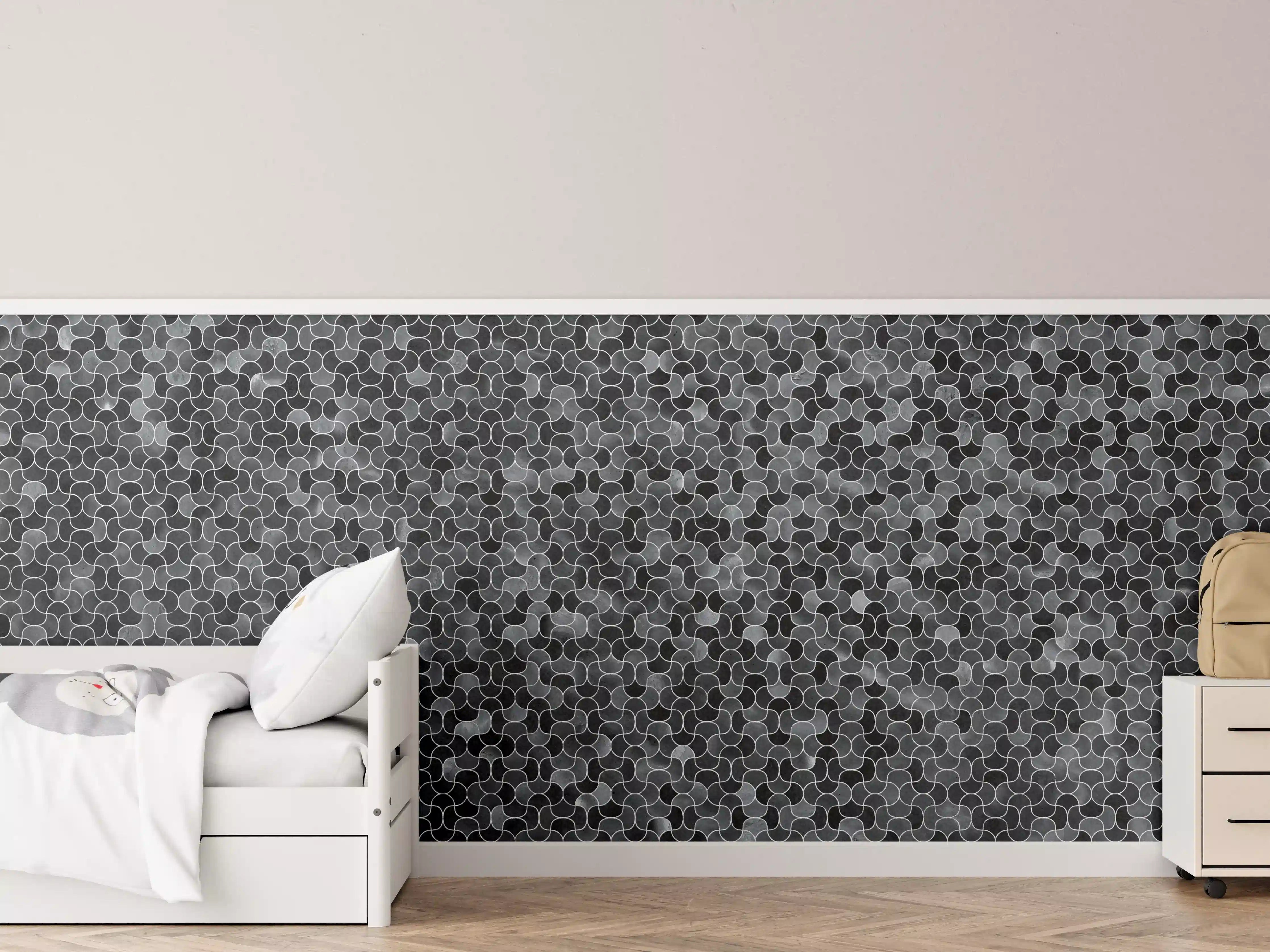 Kinderzimmer Wandgestaltung - Abstrakte schwarze Pixel Mosaik Textur