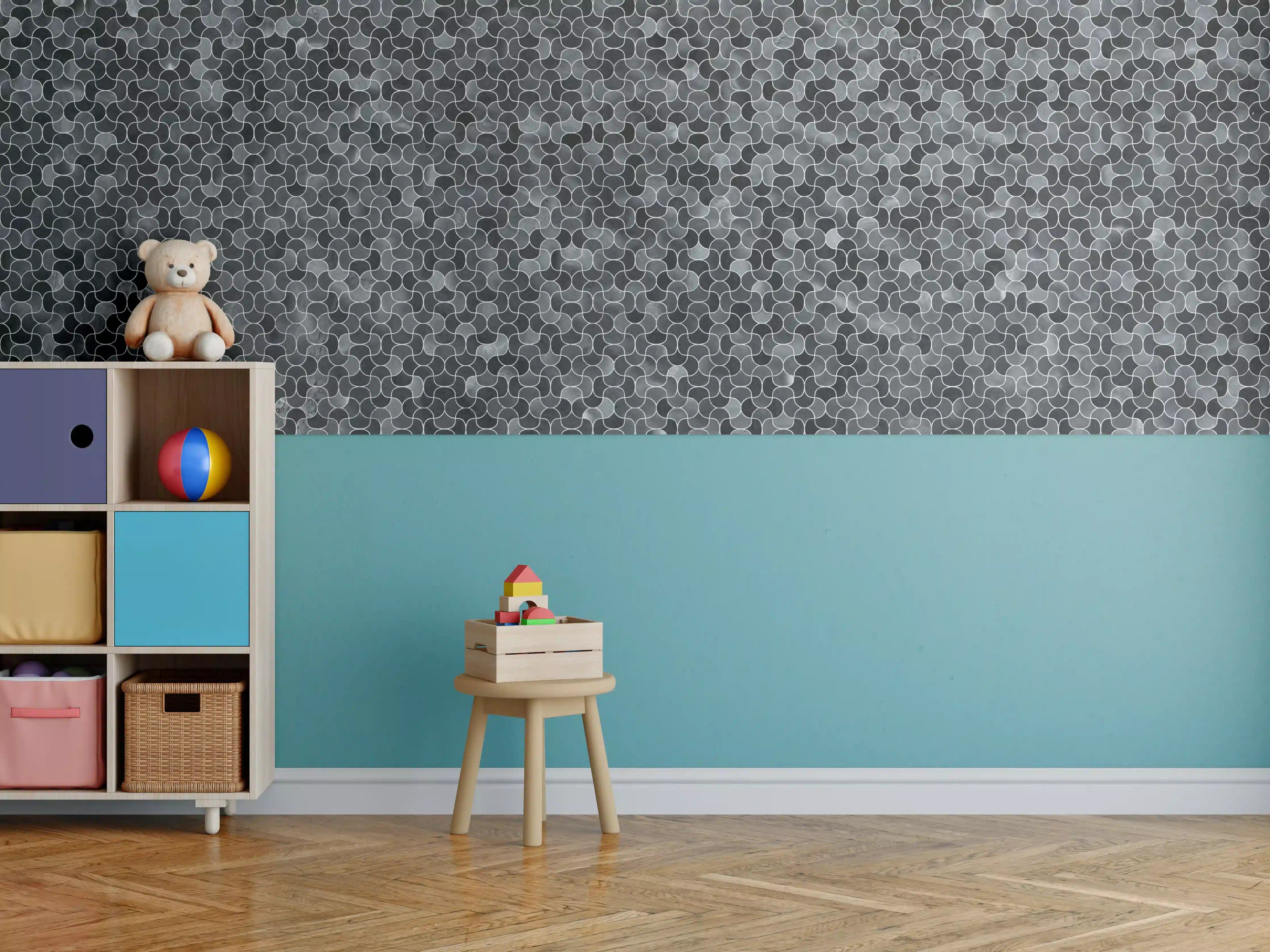 Kinderzimmer Wandgestaltung - Abstrakte schwarze Pixel Mosaik Textur