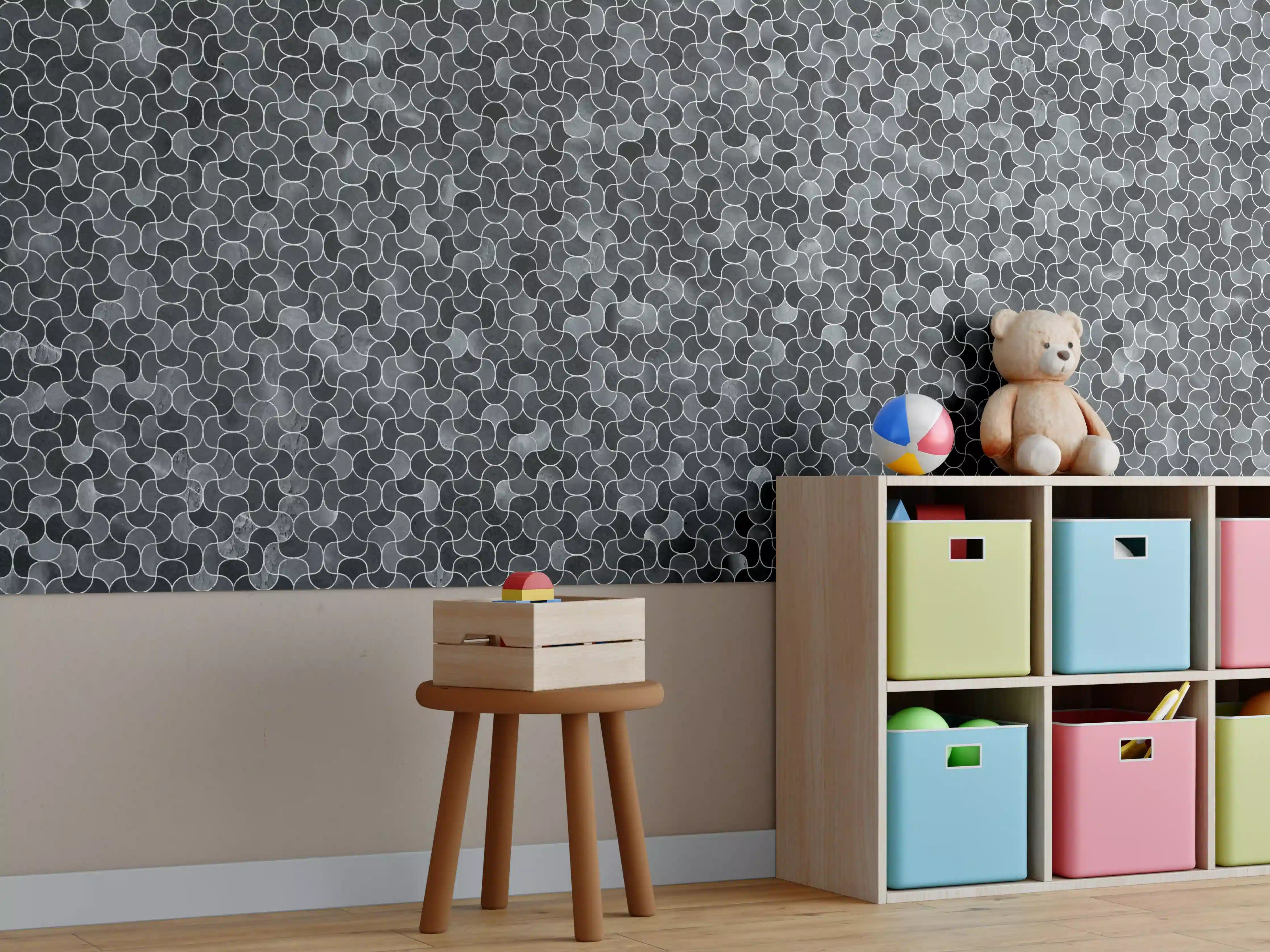 Kinderzimmer Wandgestaltung - Abstrakte schwarze Pixel Mosaik Textur