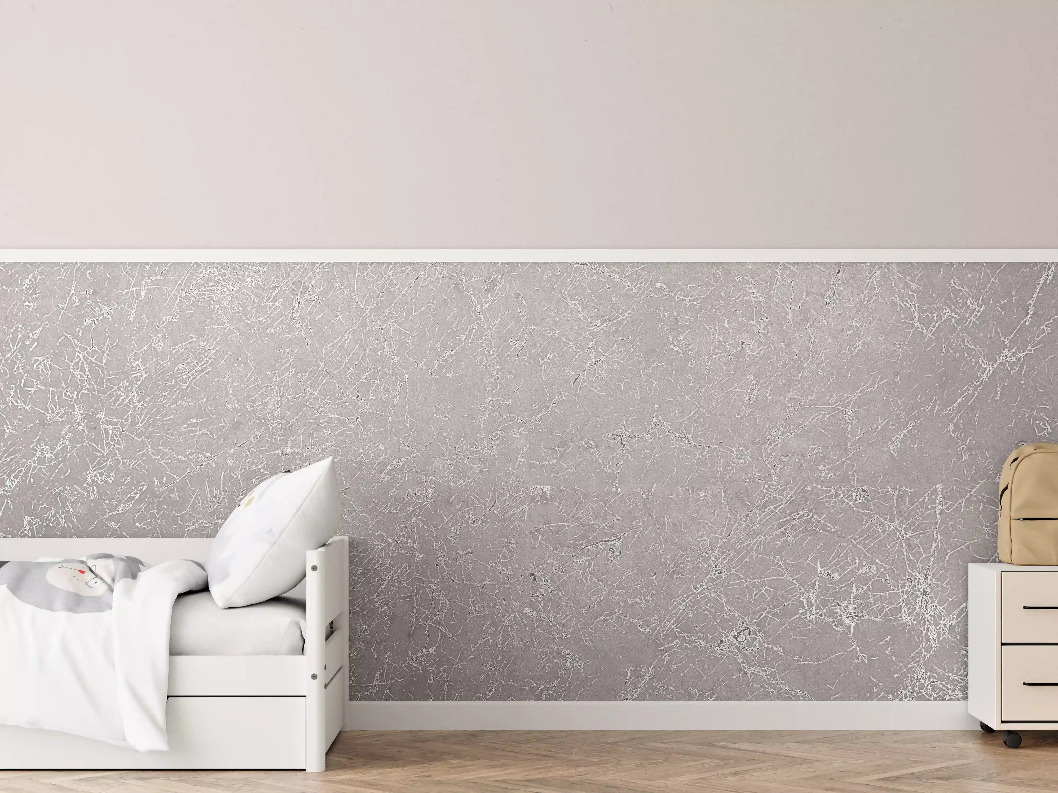 Kinderzimmer Wandgestaltung - Abstrakter Silbermarmor