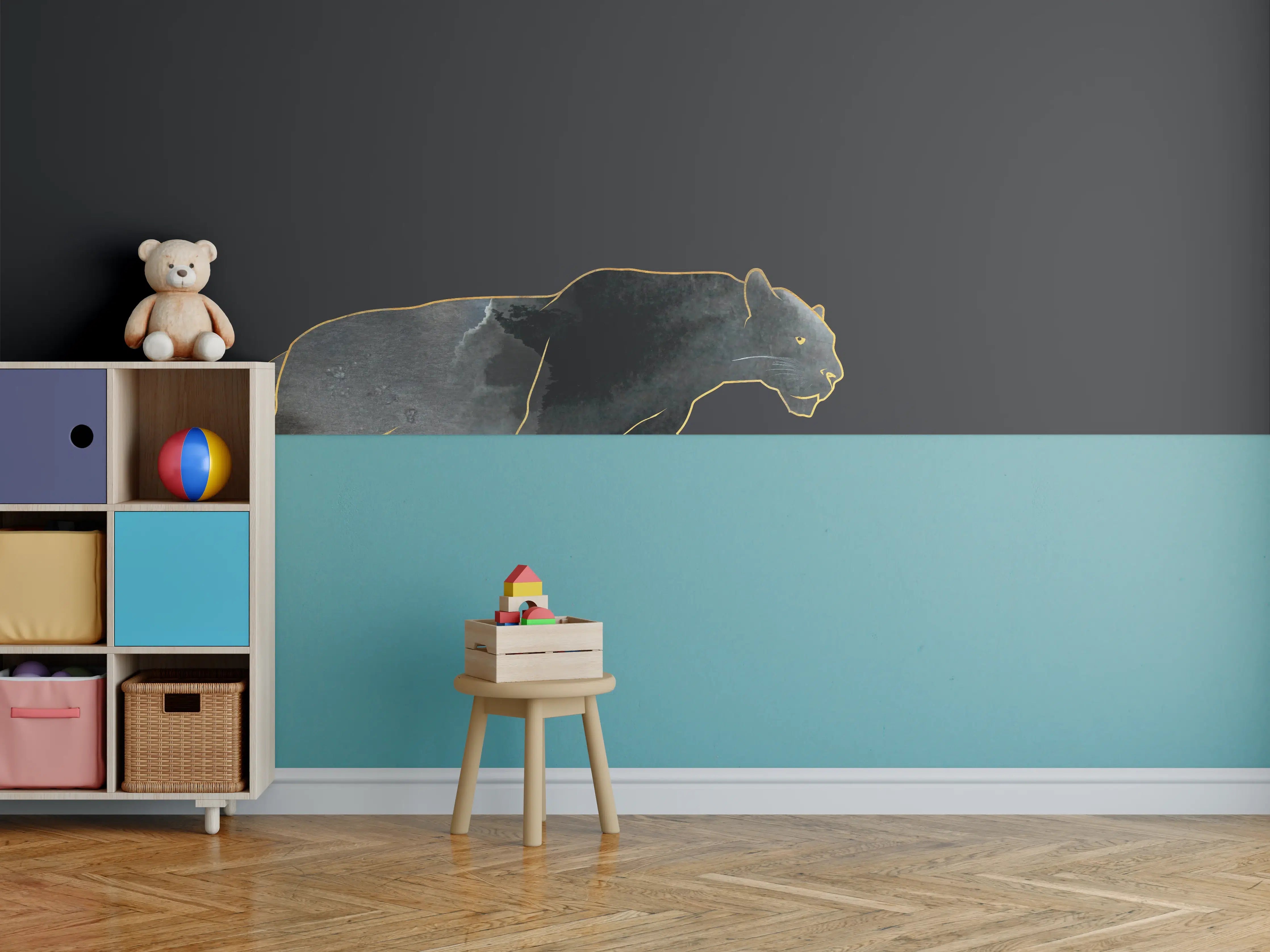Kinderzimmer Wandgestaltung - Abstrakter schwarzer Panther