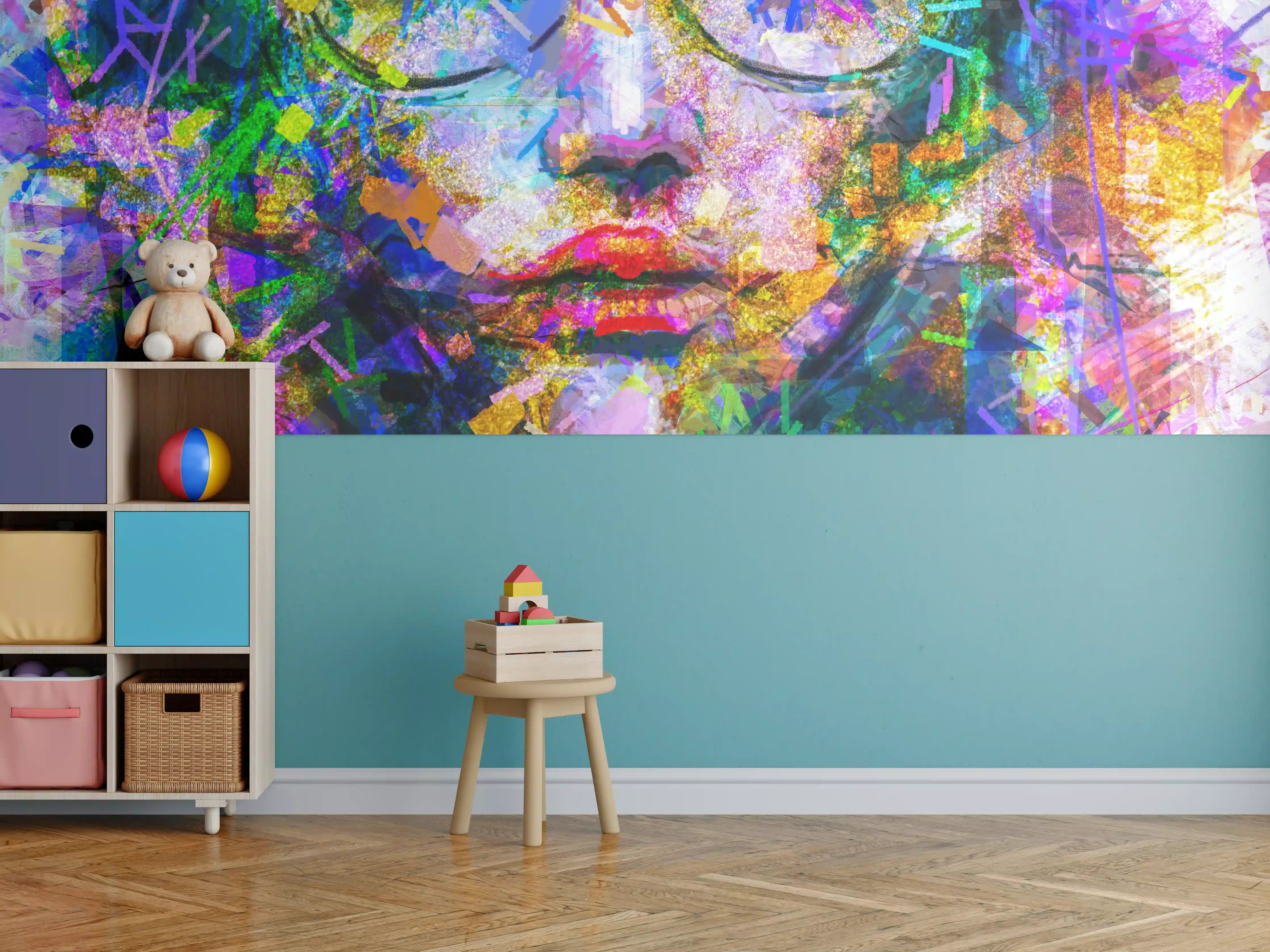 Kinderzimmer Wandgestaltung - Abstraktes Acryl- und Ölfarben Kunstgemälde
