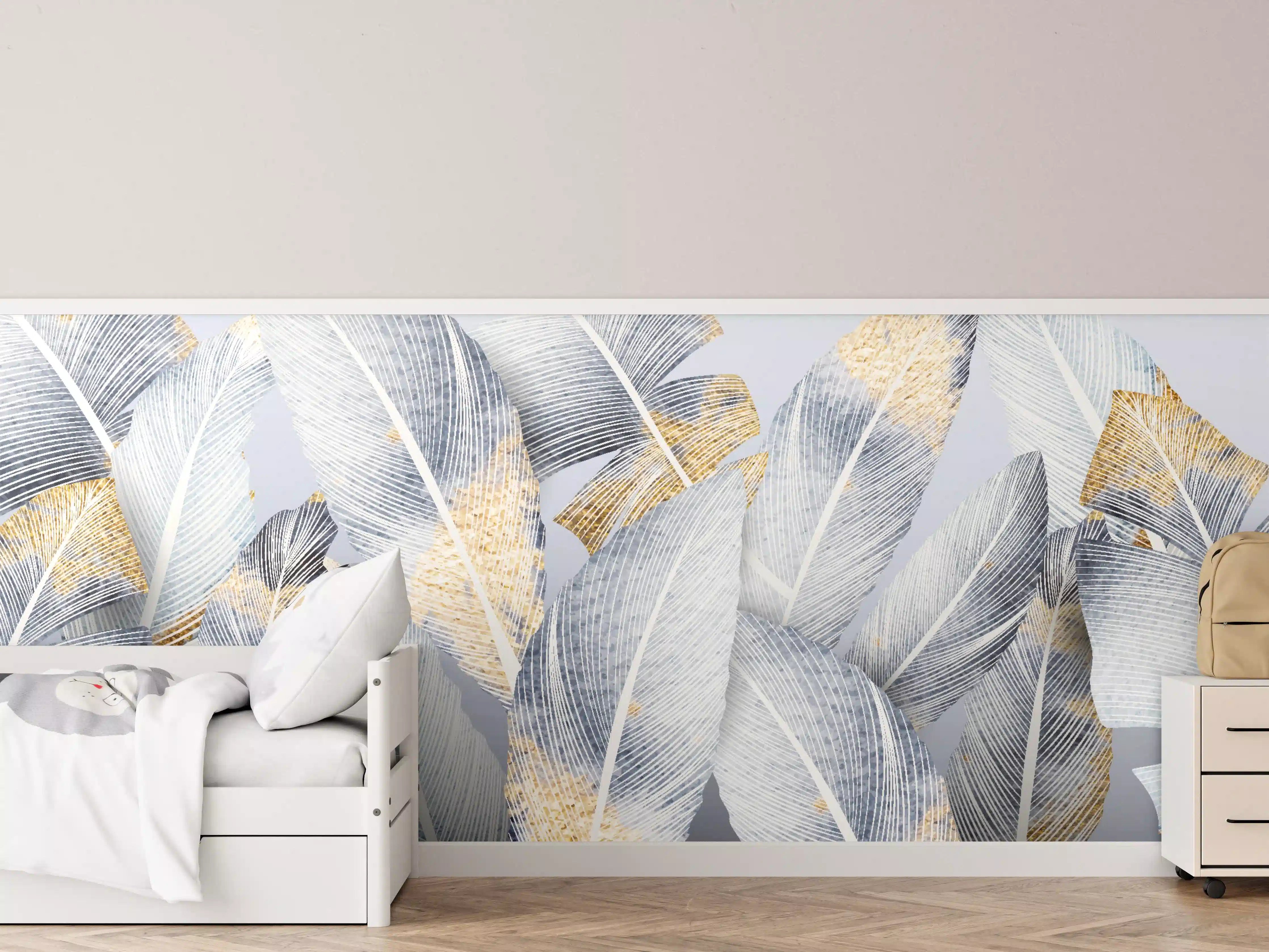 Kinderzimmer Wandgestaltung - Abstraktes Blattgold-Design