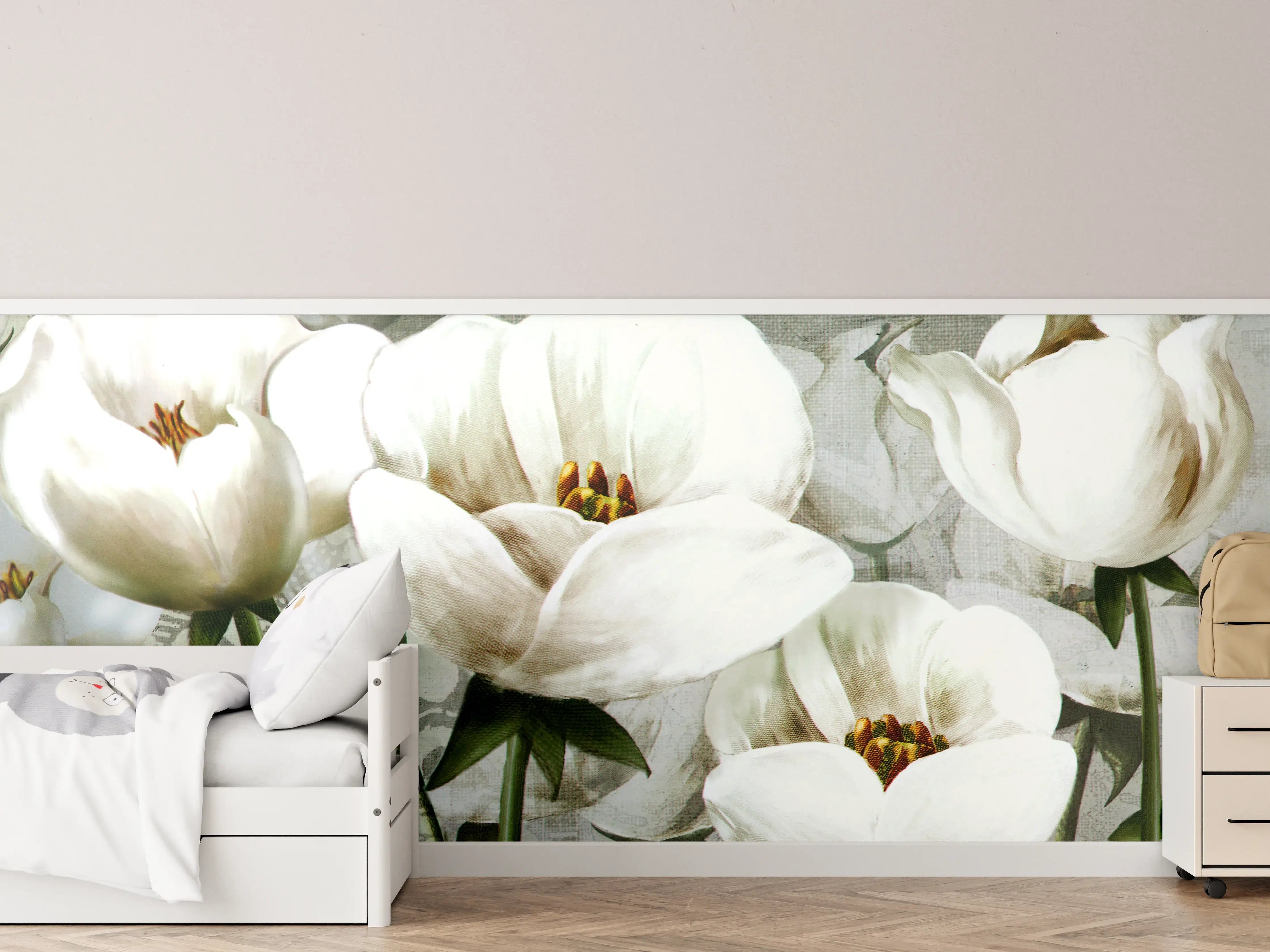Kinderzimmer Wandgestaltung - Abstraktes Blumen Tapetendesign