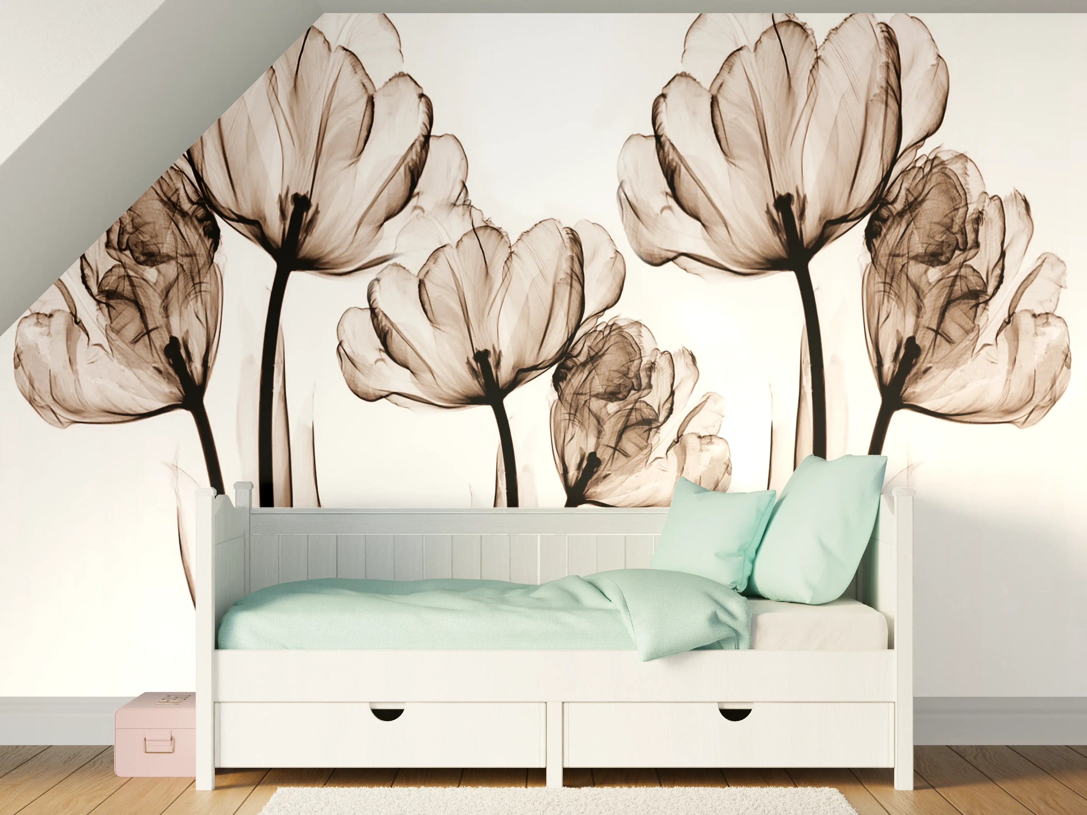 Kinderzimmer Wandgestaltung - Abstraktes Blumendesign