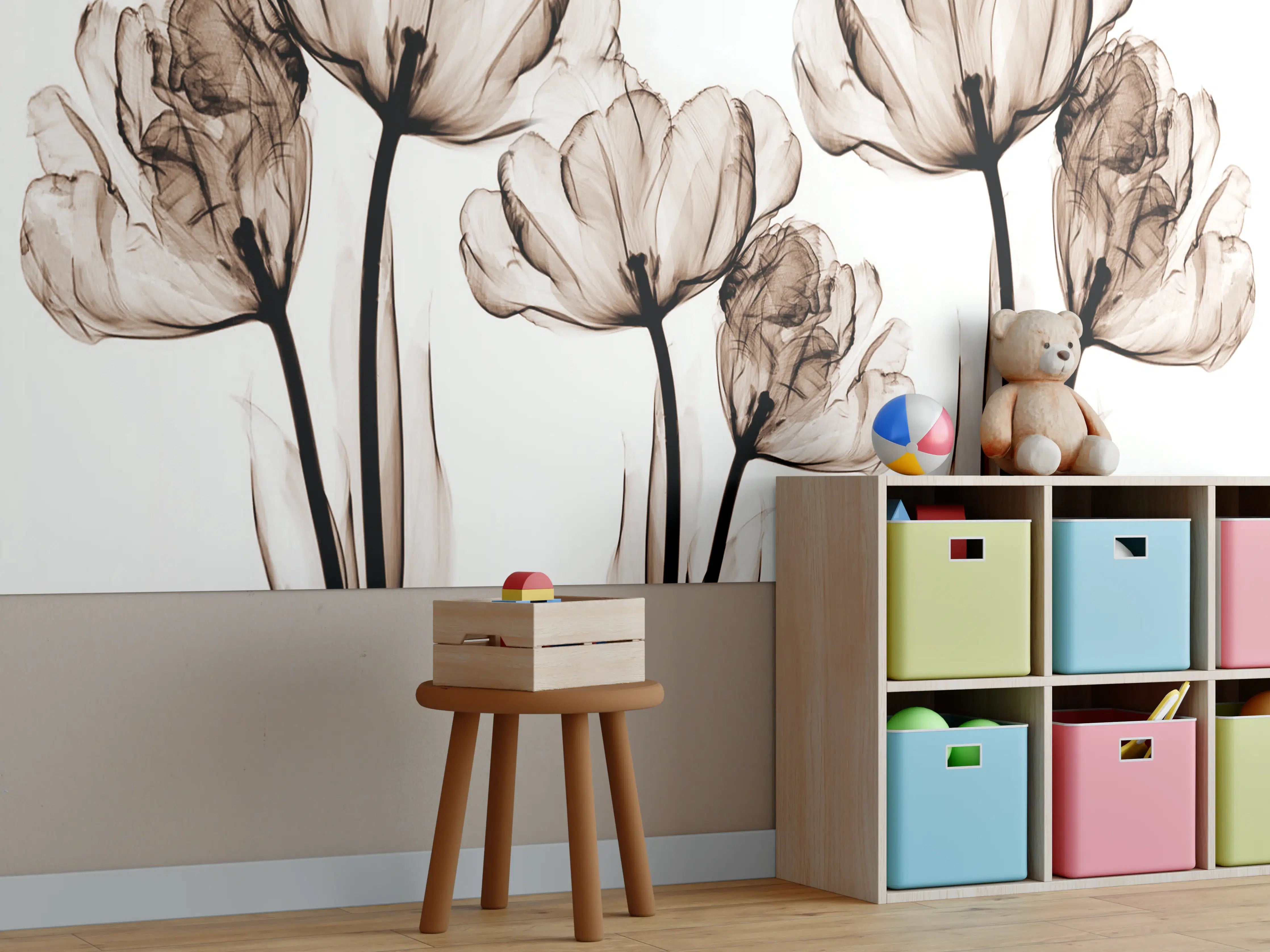 Kinderzimmer Wandgestaltung - Abstraktes Blumendesign