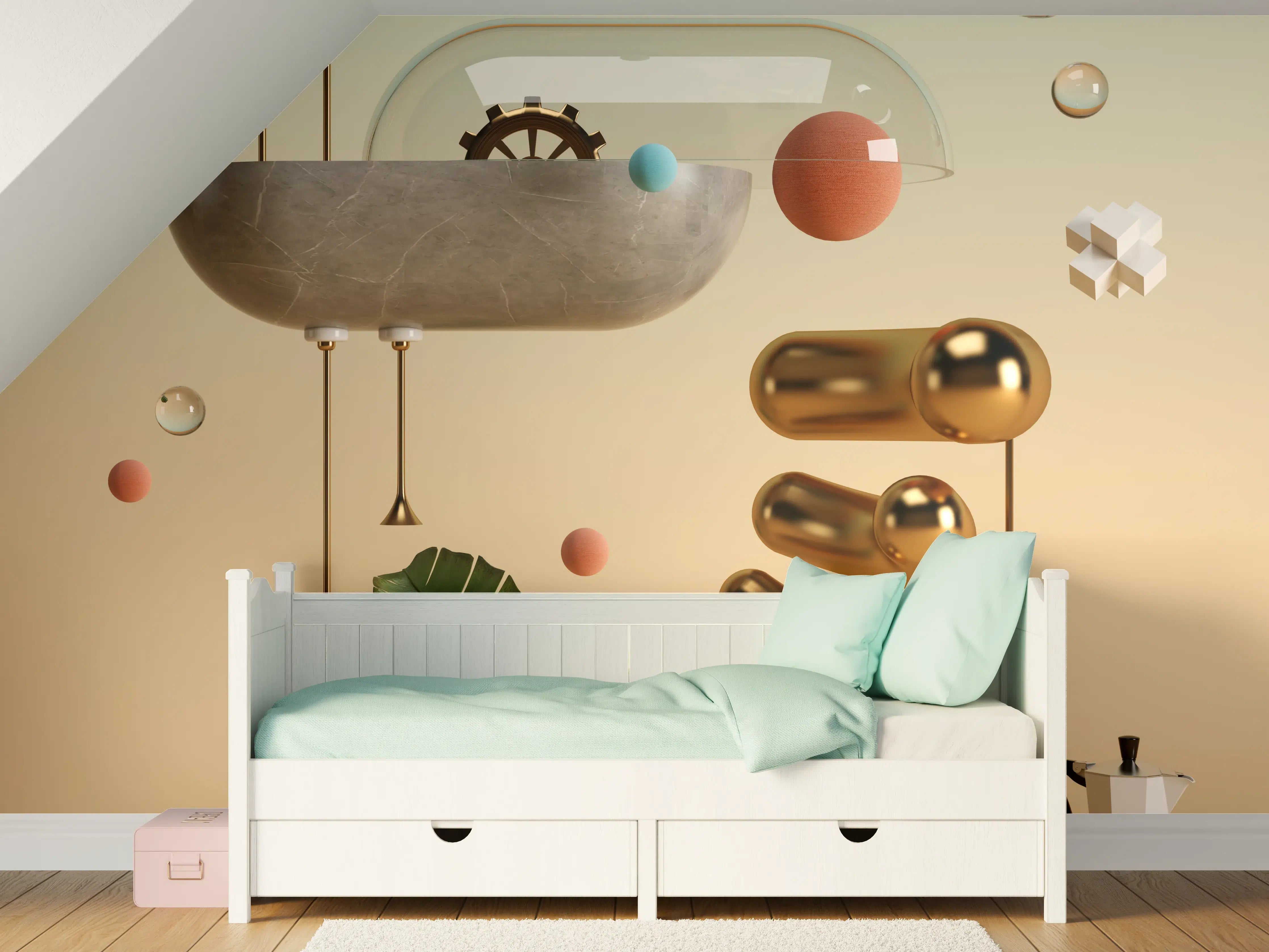 Kinderzimmer Wandgestaltung - Abstraktes Design - Surrealismus