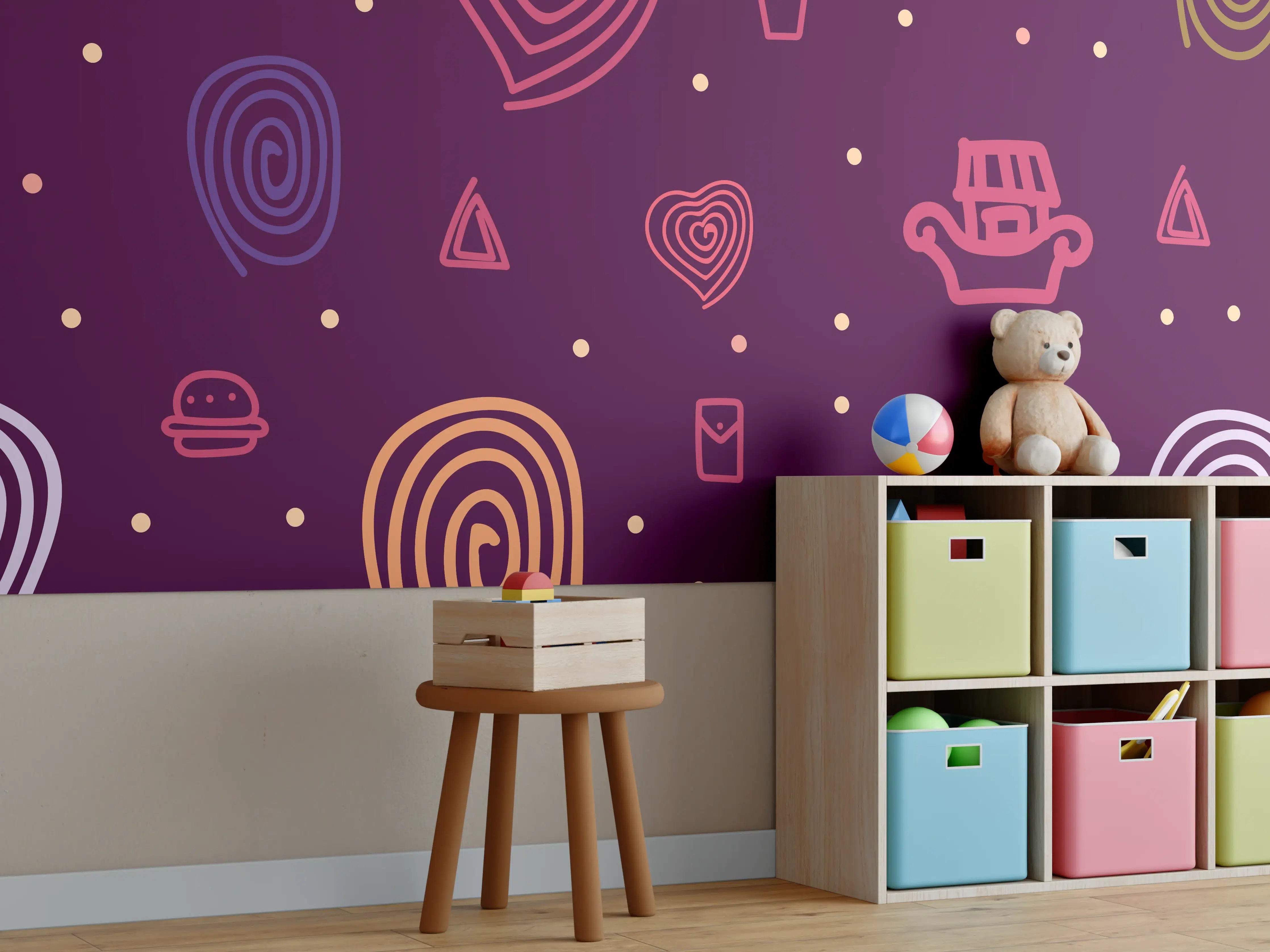 Kinderzimmer Wandgestaltung - Abstraktes Gebilde mit schönen Mustern