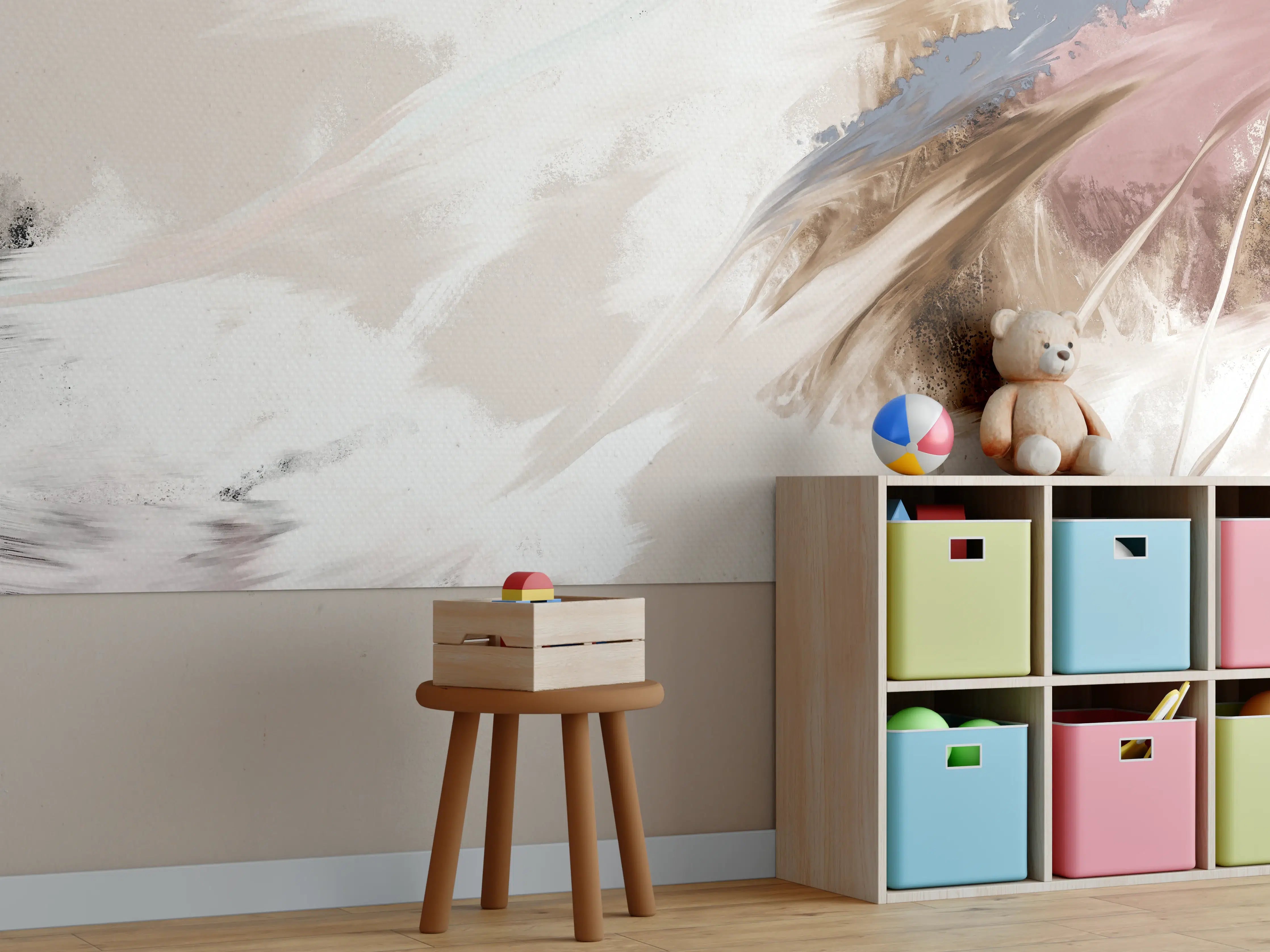 Kinderzimmer Wandgestaltung - Abstraktes Gemälde - Wolken Muster