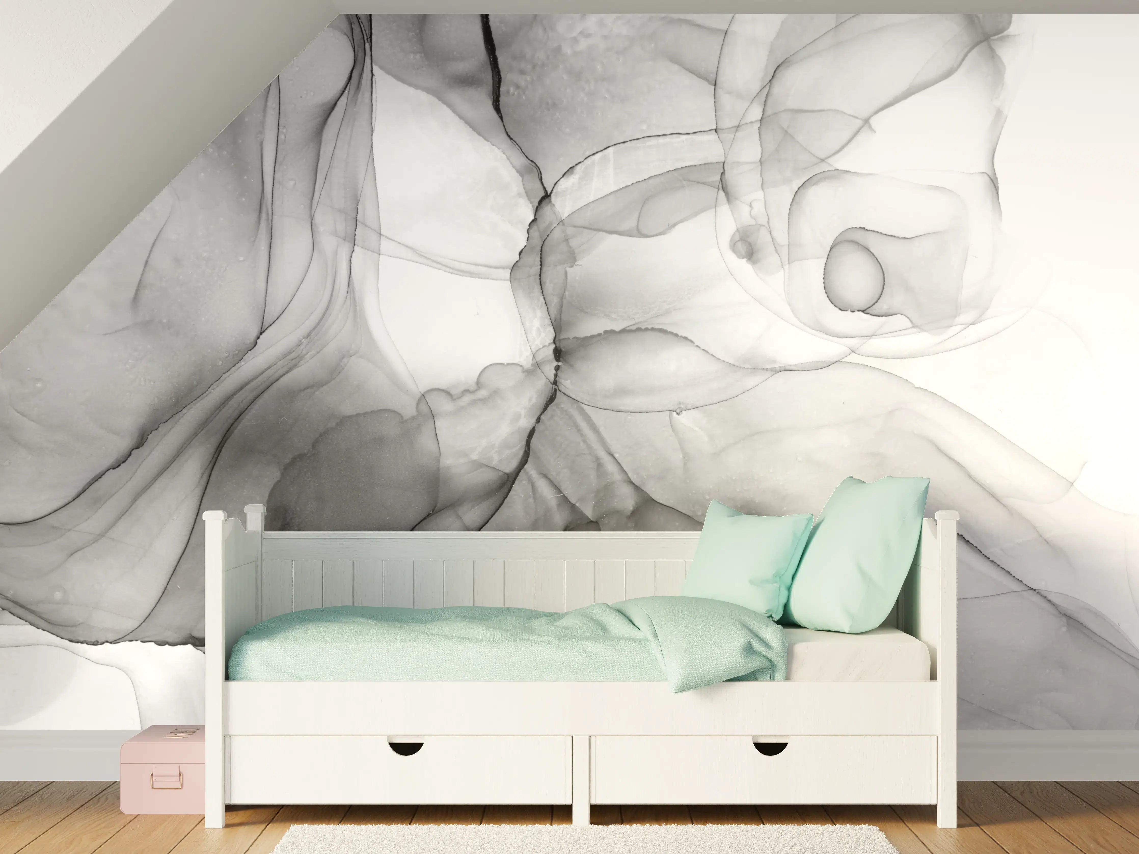 Kinderzimmer Wandgestaltung - Abstraktes Marmor Tinten Design