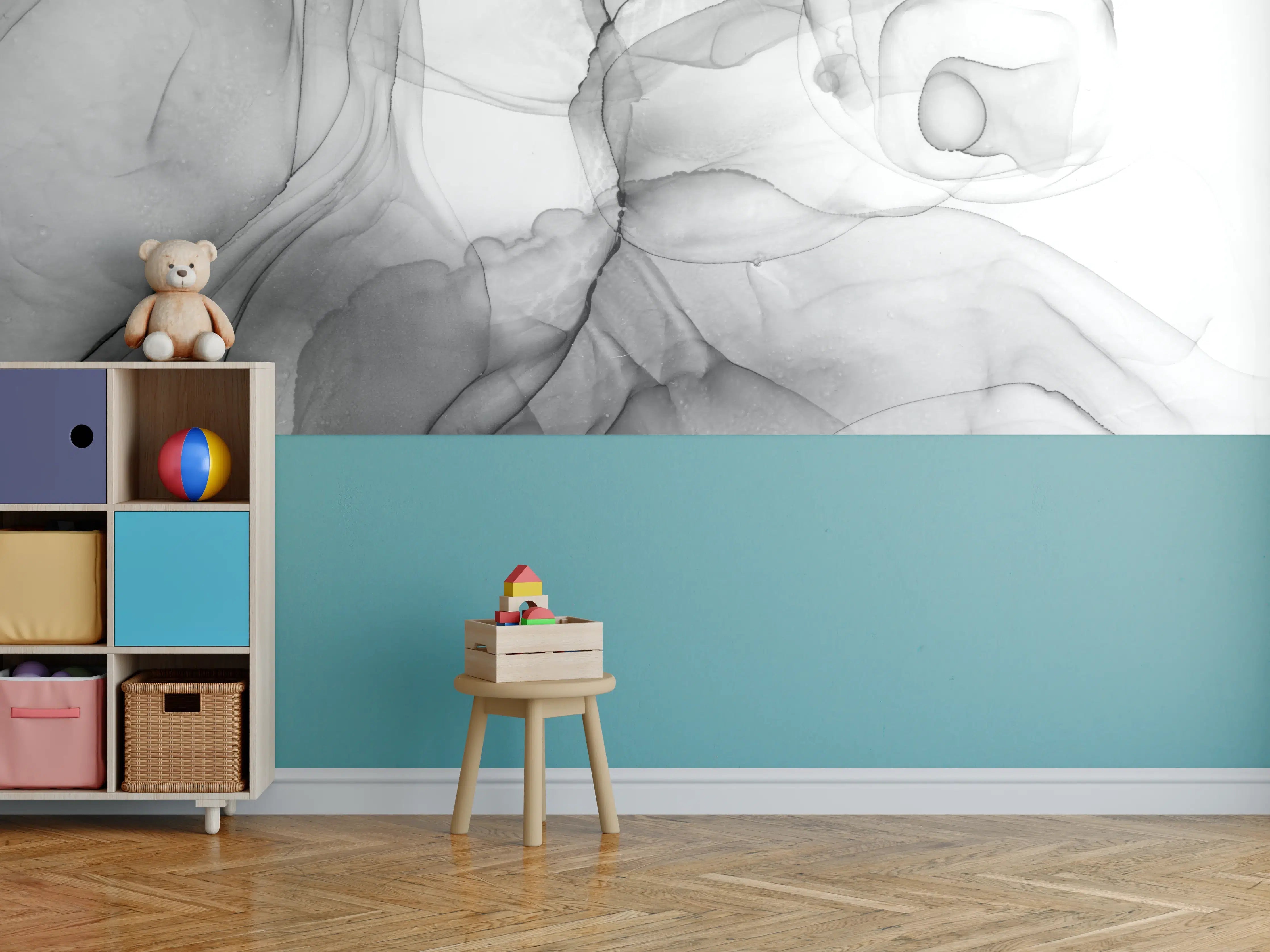 Kinderzimmer Wandgestaltung - Abstraktes Marmor Tinten Design