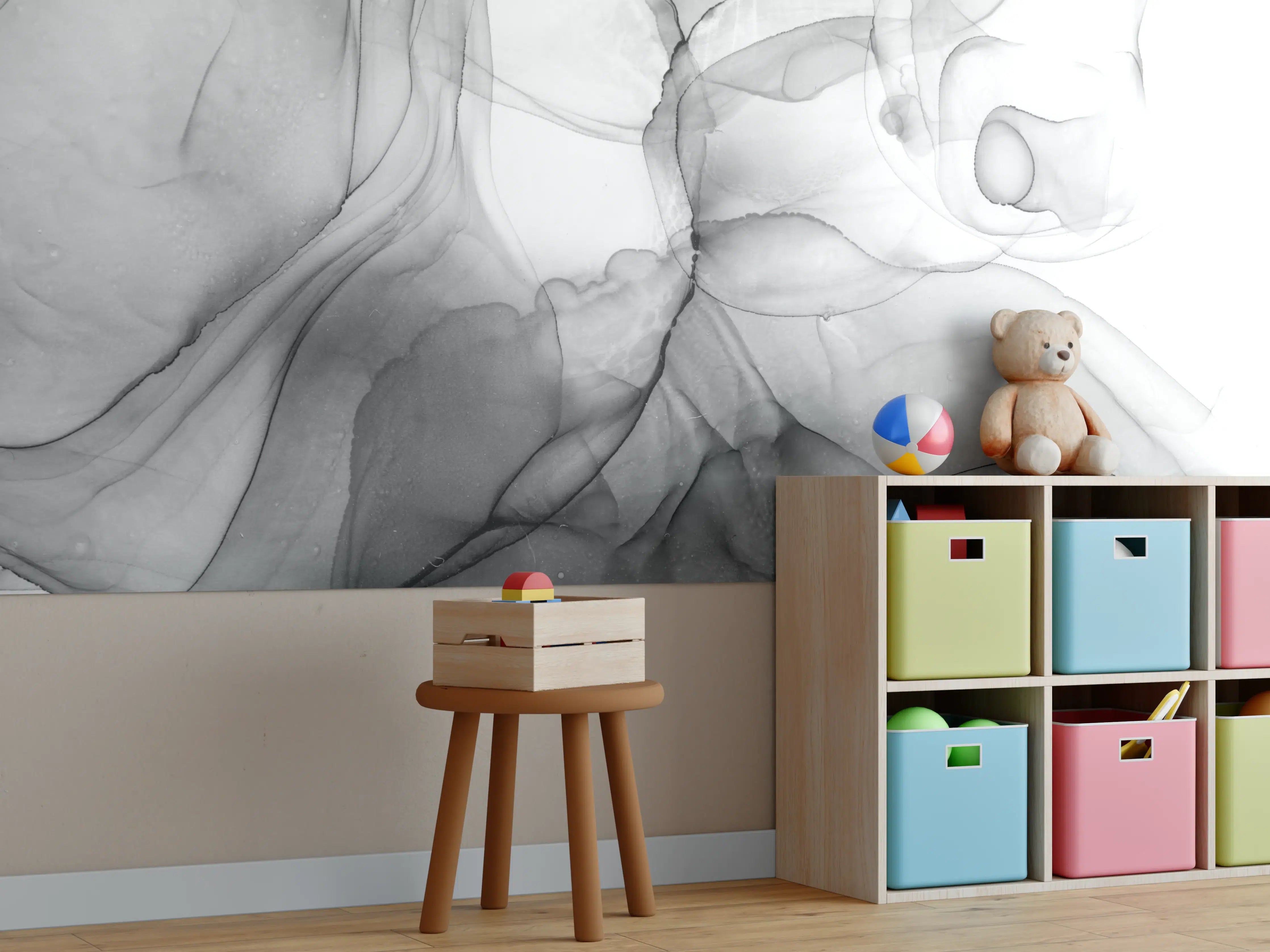Kinderzimmer Wandgestaltung - Abstraktes Marmor Tinten Design