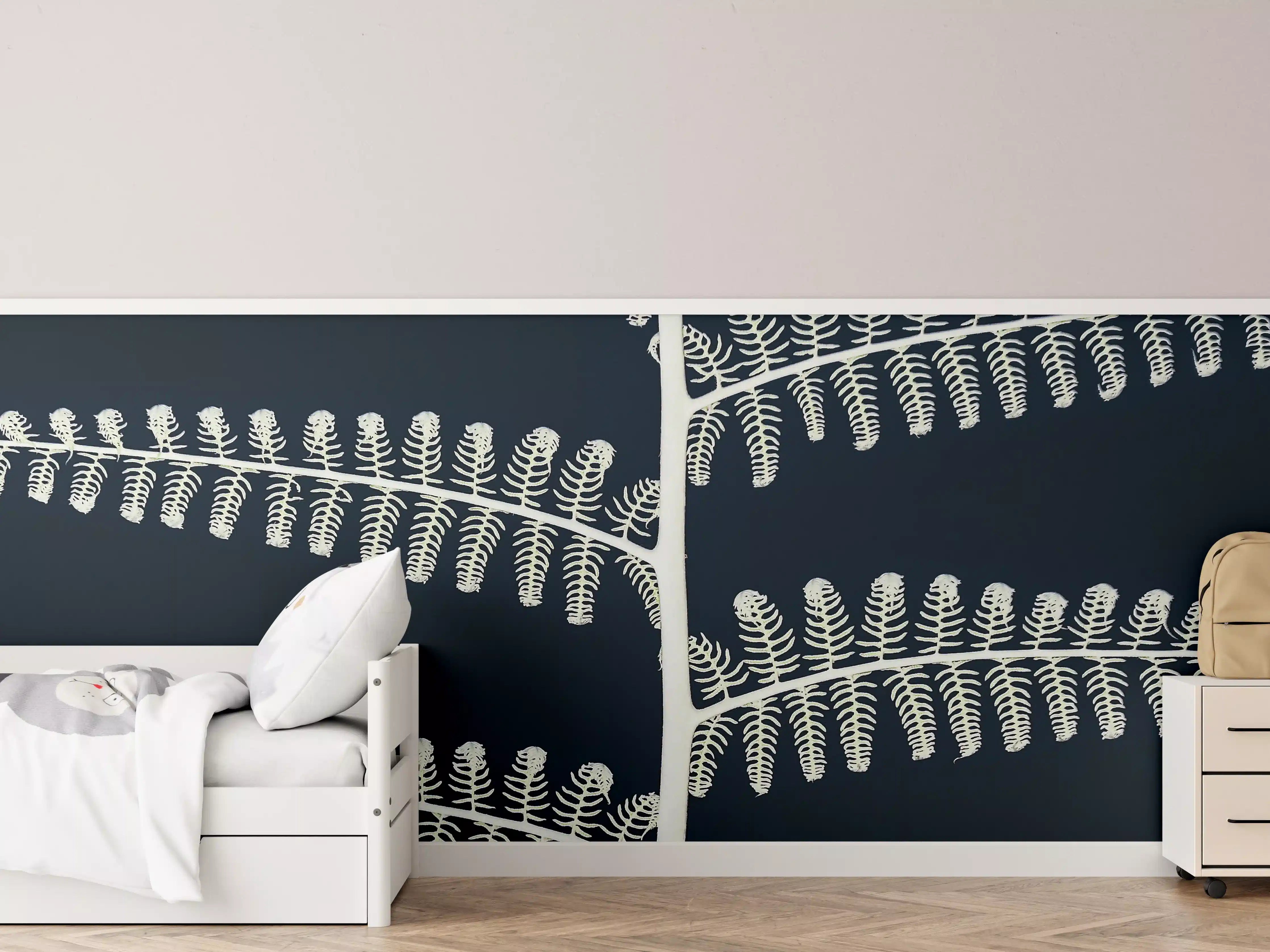 Kinderzimmer Wandgestaltung - Abstraktes Pflanzen-Farn-Muster