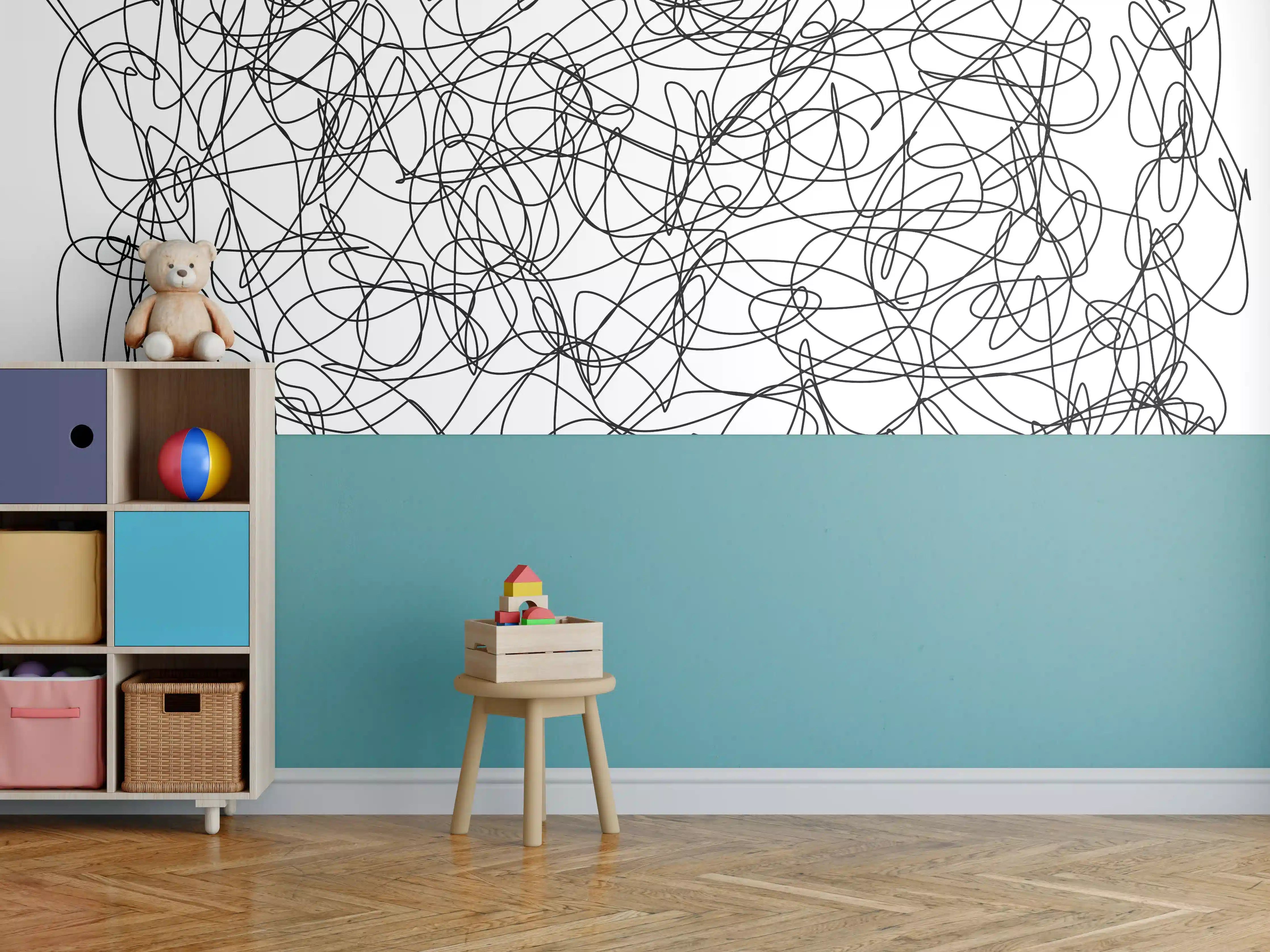 Kinderzimmer Wandgestaltung - Abstraktes doodle