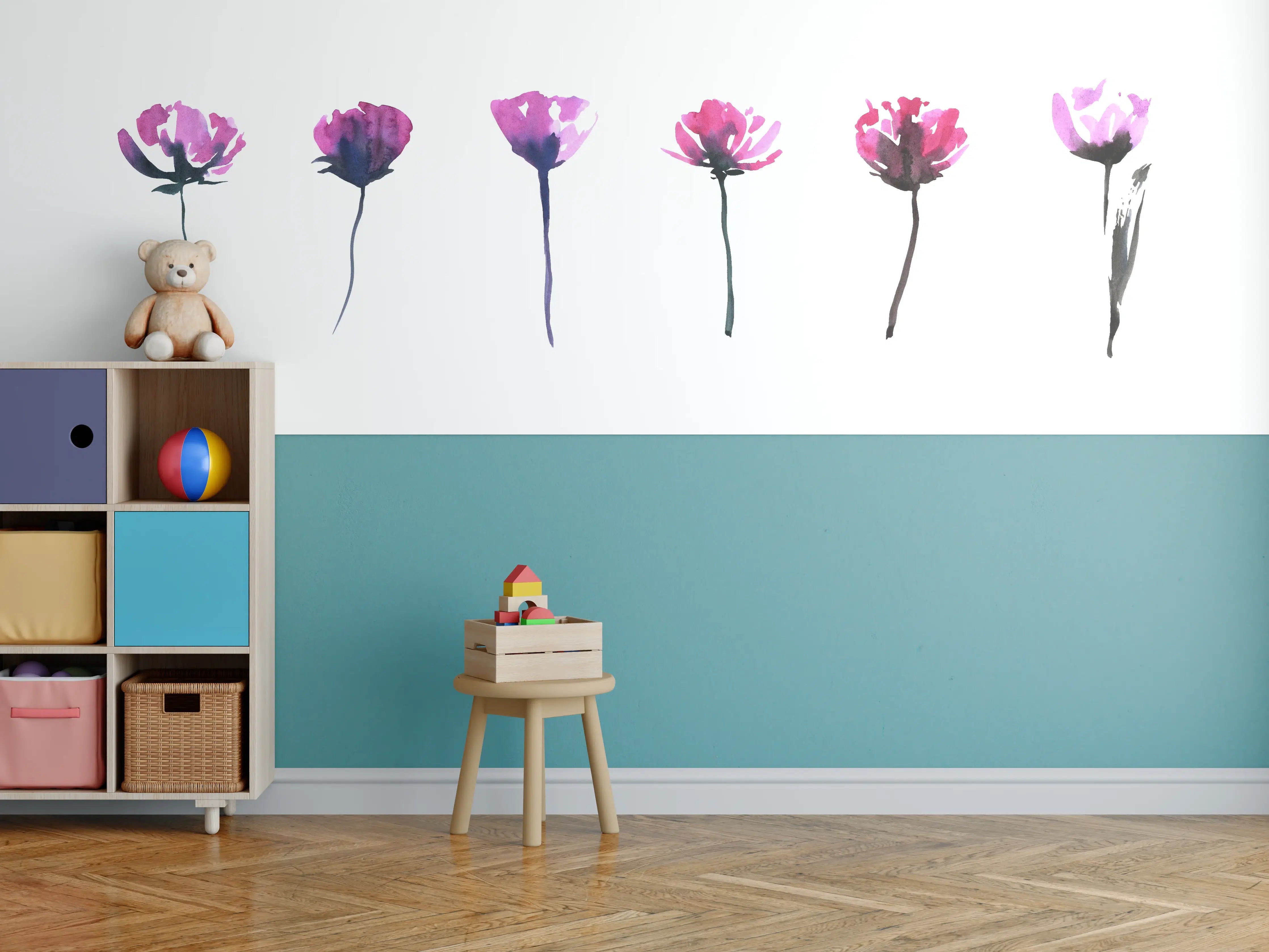 Kinderzimmer Wandgestaltung - Abstraktes modernes Blumenset