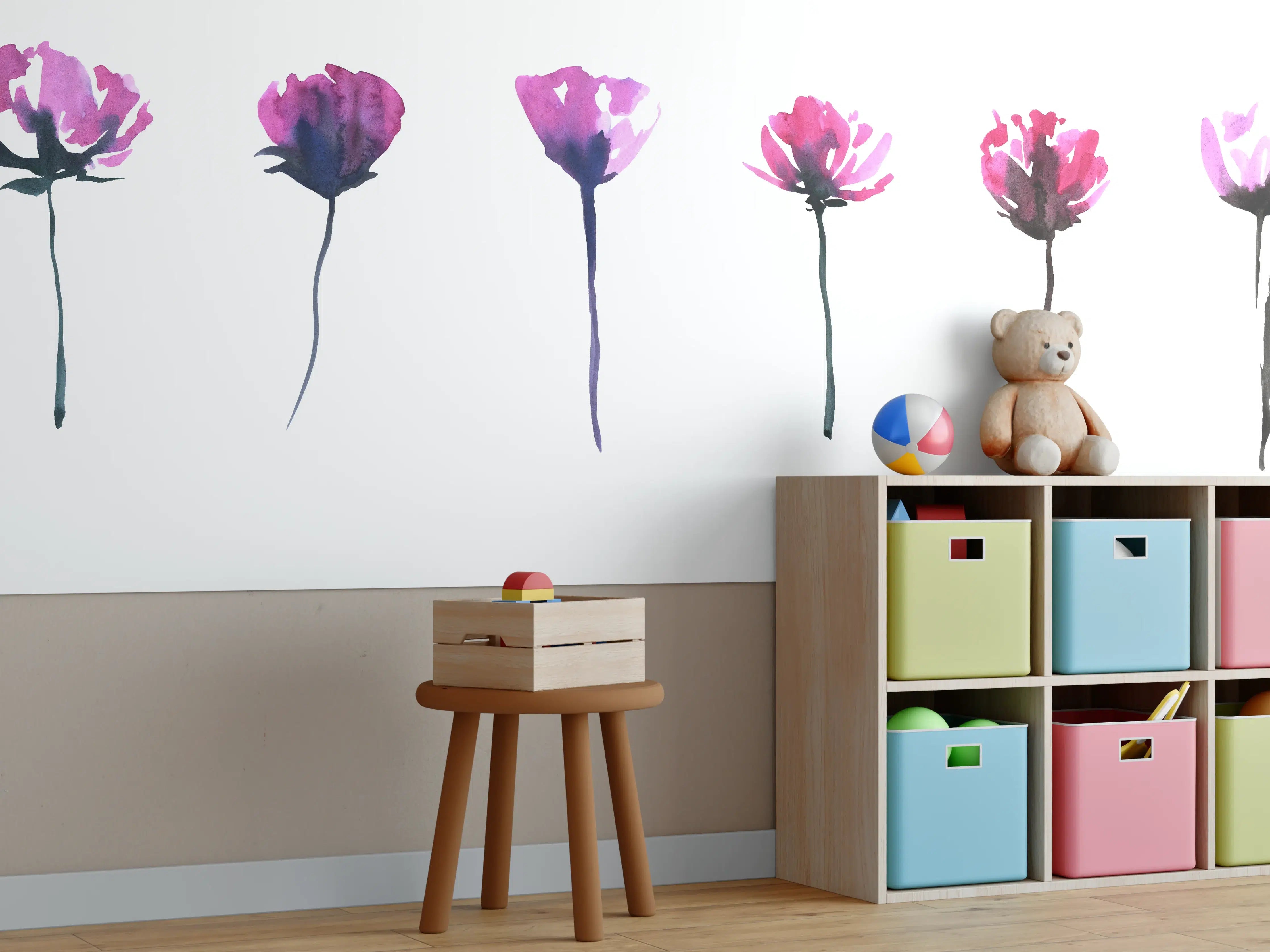 Kinderzimmer Wandgestaltung - Abstraktes modernes Blumenset