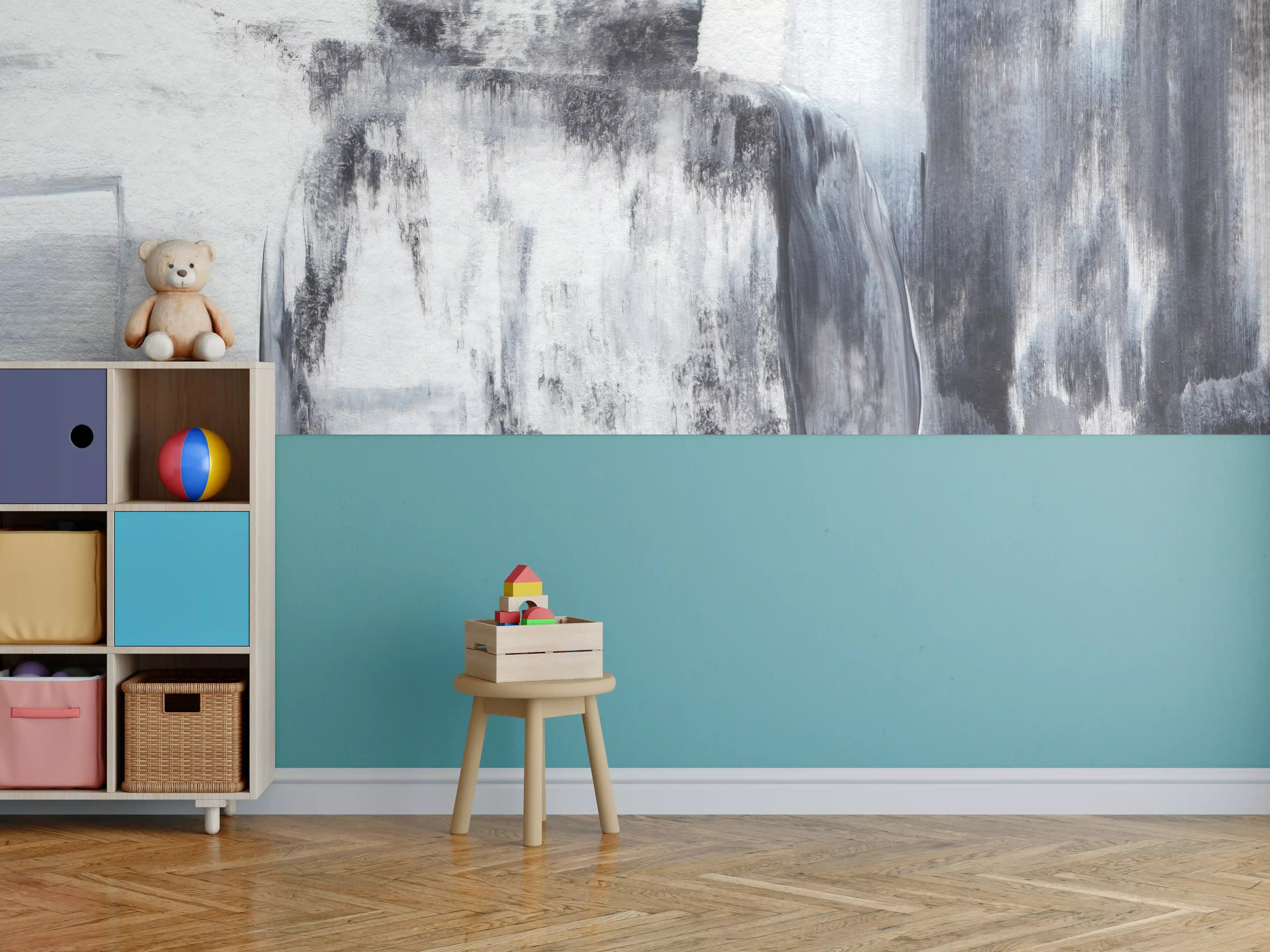 Kinderzimmer Wandgestaltung - Acryl Gemälde - Schwarz-weiß