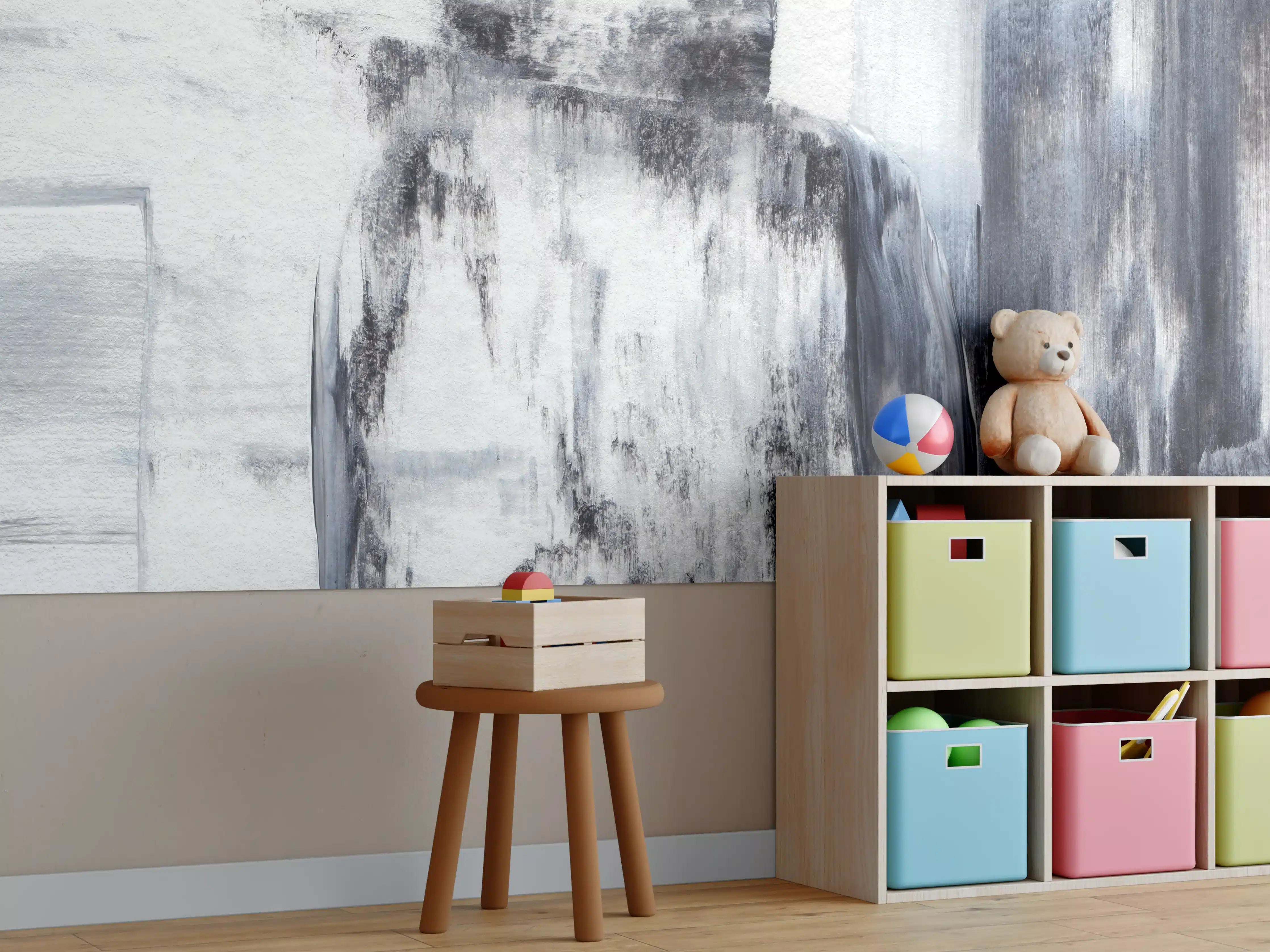 Kinderzimmer Wandgestaltung - Acryl Gemälde - Schwarz-weiß