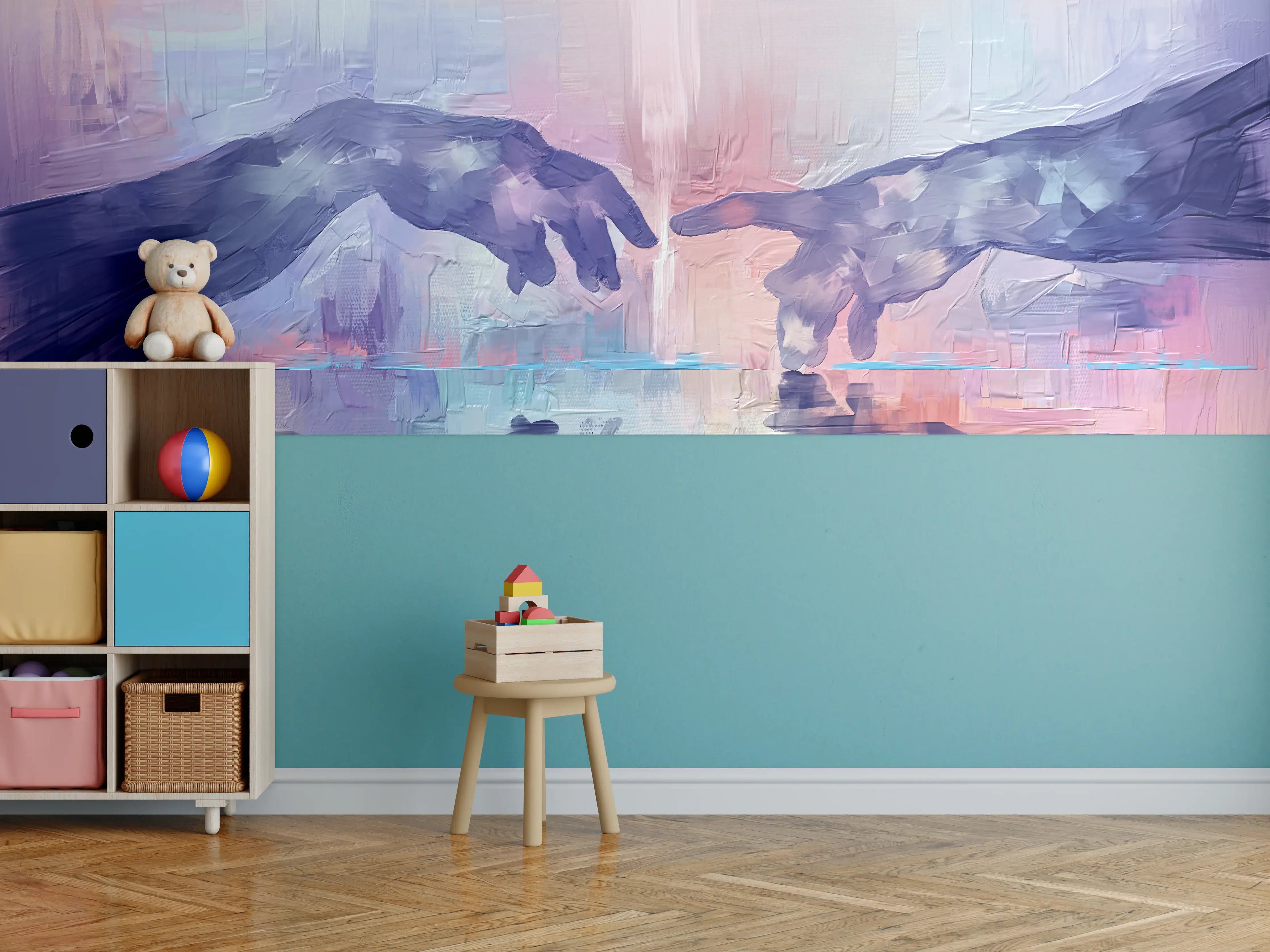 Kinderzimmer Wandgestaltung - Acryl Malerei - Zwei Hände