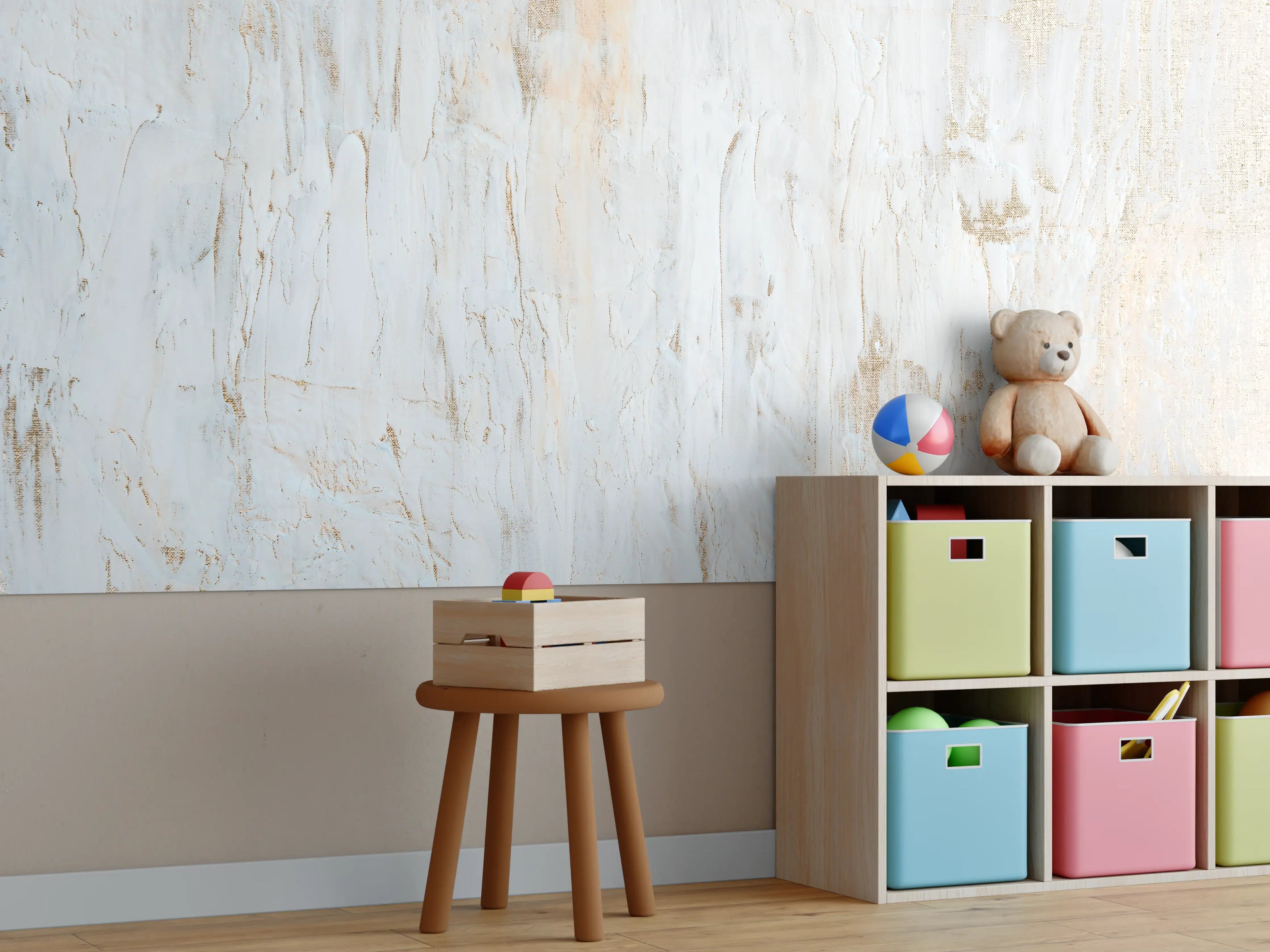 Kinderzimmer Wandgestaltung - Acrylfarben Kunst - weißer Ton