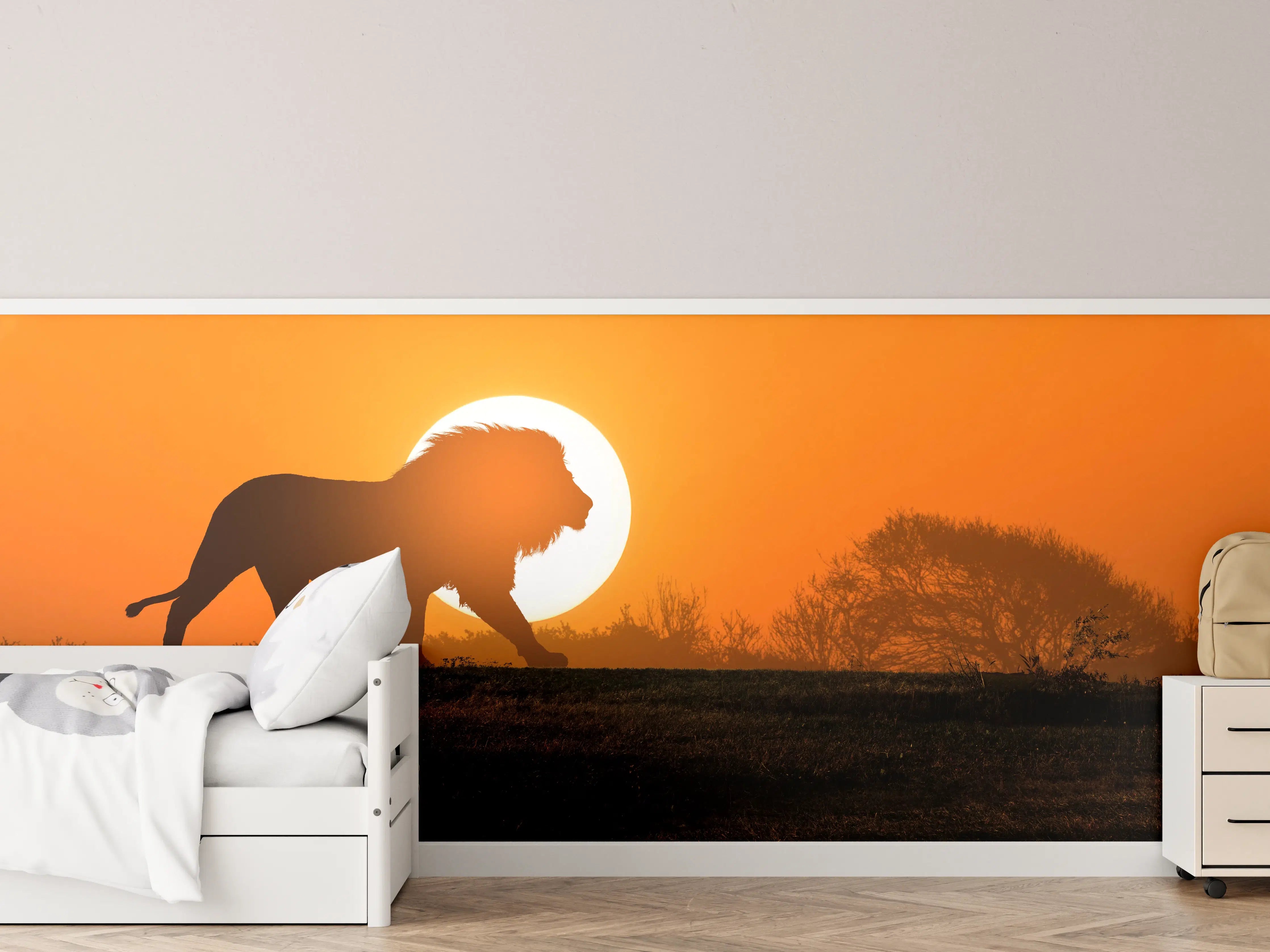 Kinderzimmer Wandgestaltung - Afrikanische Landschaft bei Sonnenuntergang