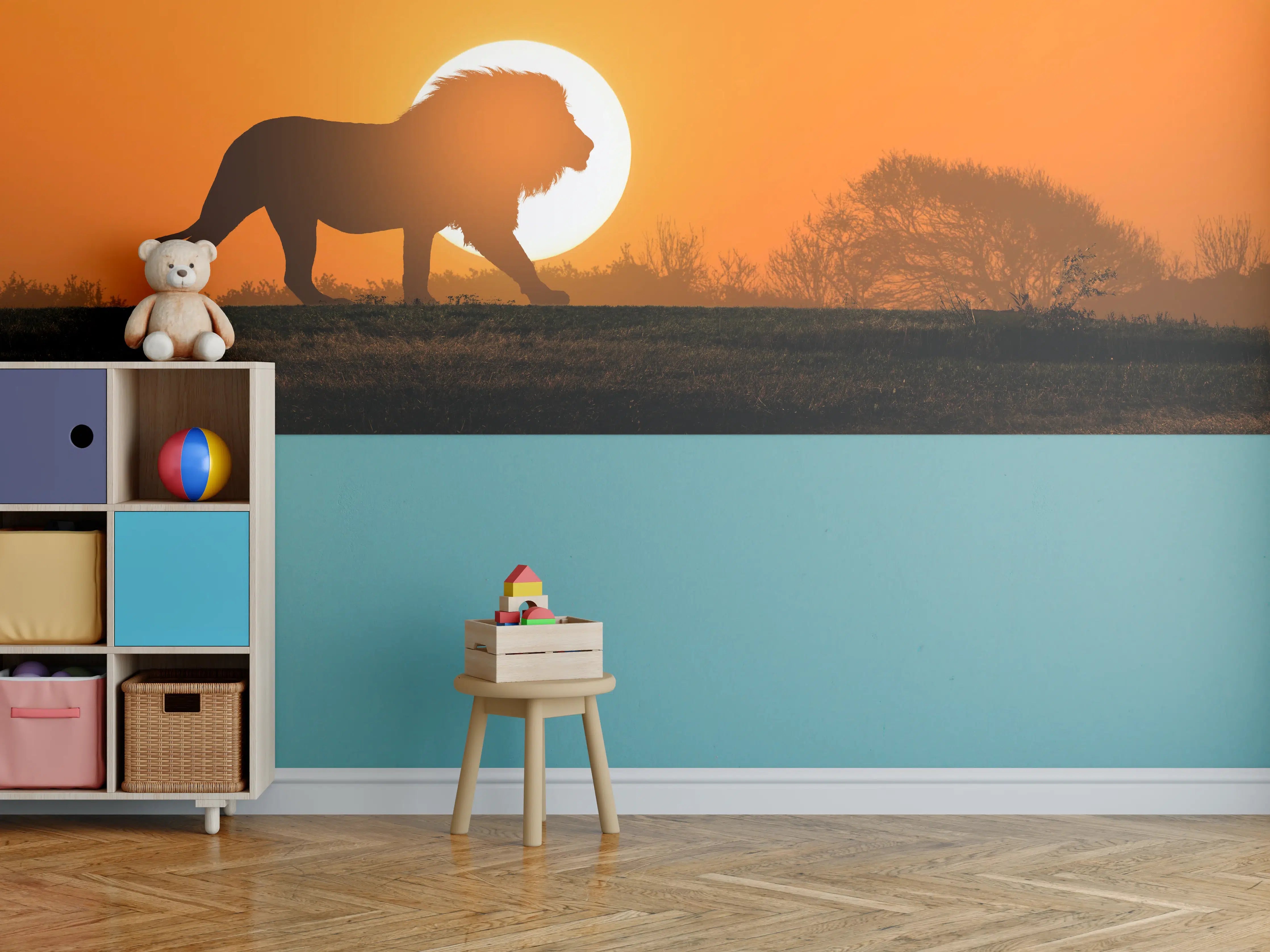 Kinderzimmer Wandgestaltung - Afrikanische Landschaft bei Sonnenuntergang