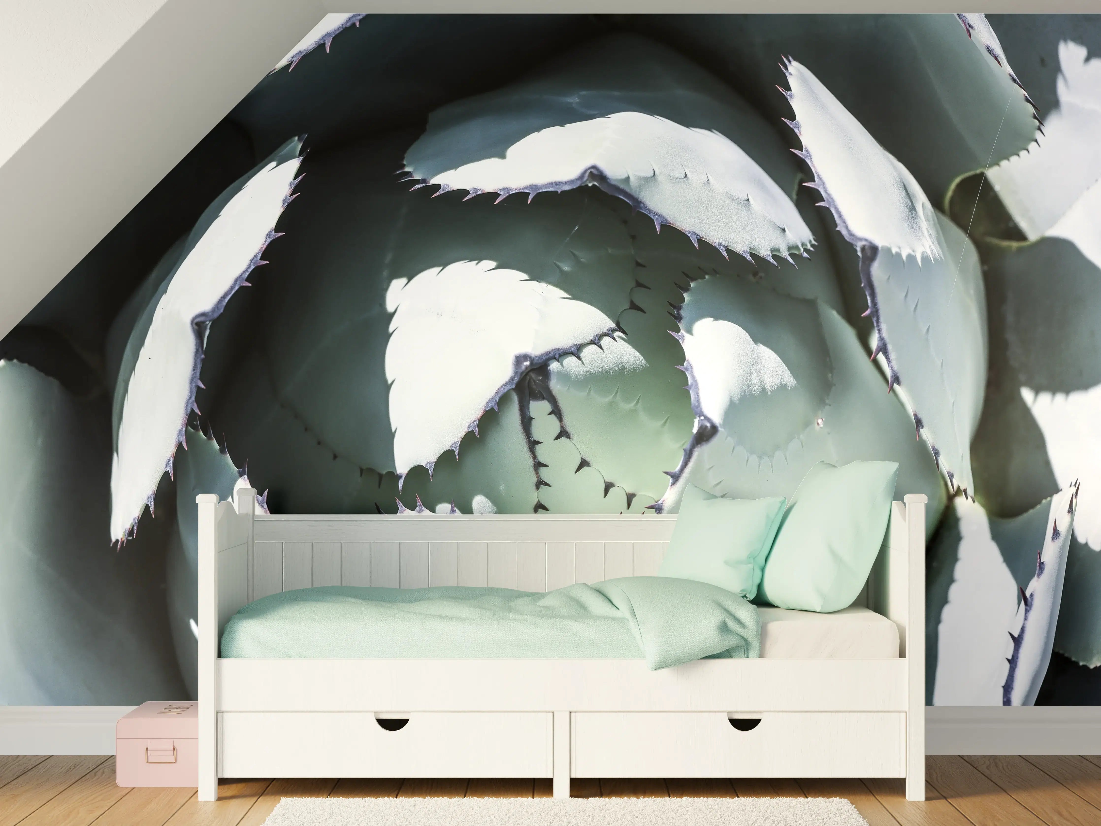 Kinderzimmer Wandgestaltung - Agave-Blatt Muster