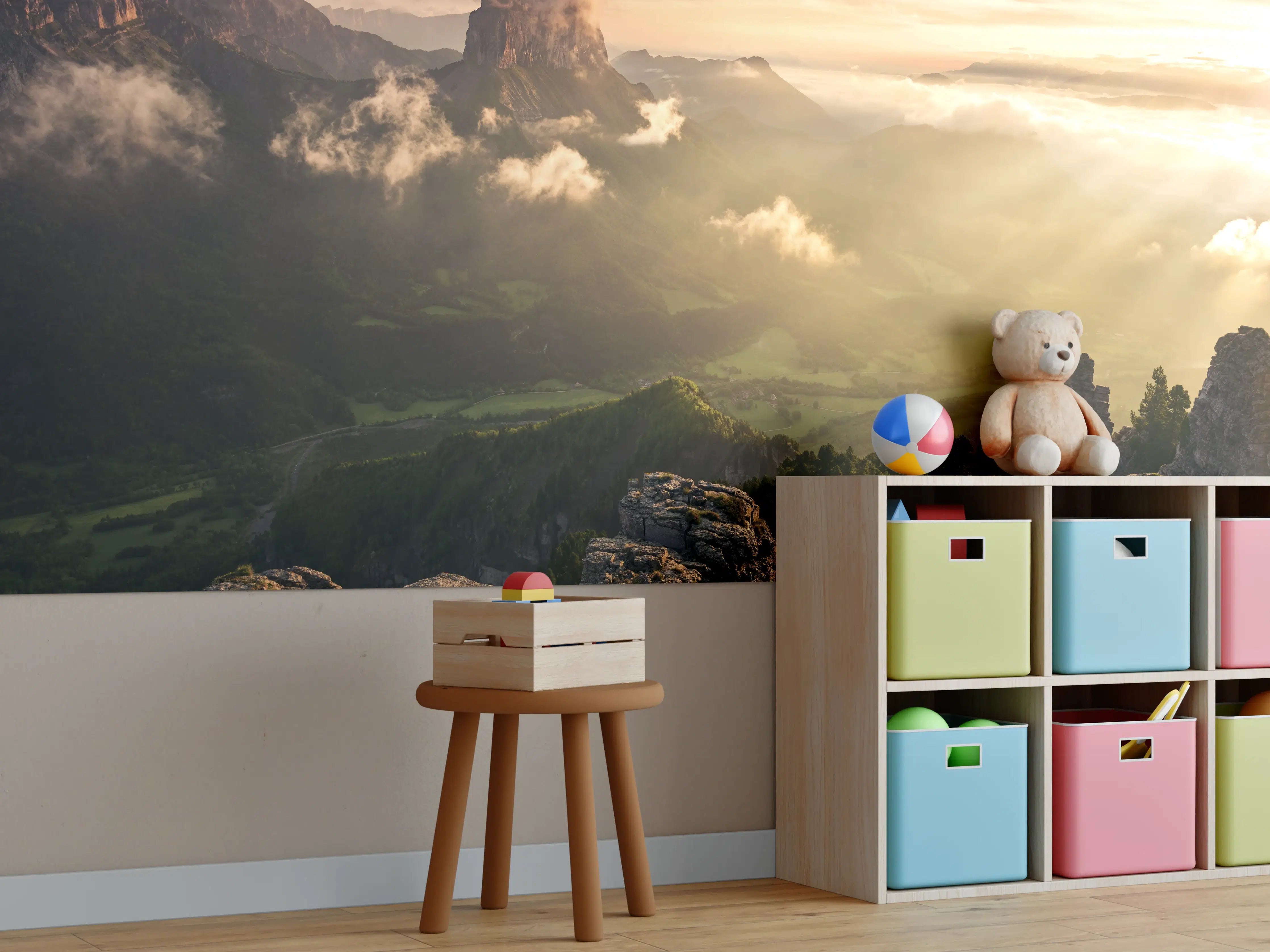 Kinderzimmer Wandgestaltung - Alpenlichtspiel bei Morgenröte