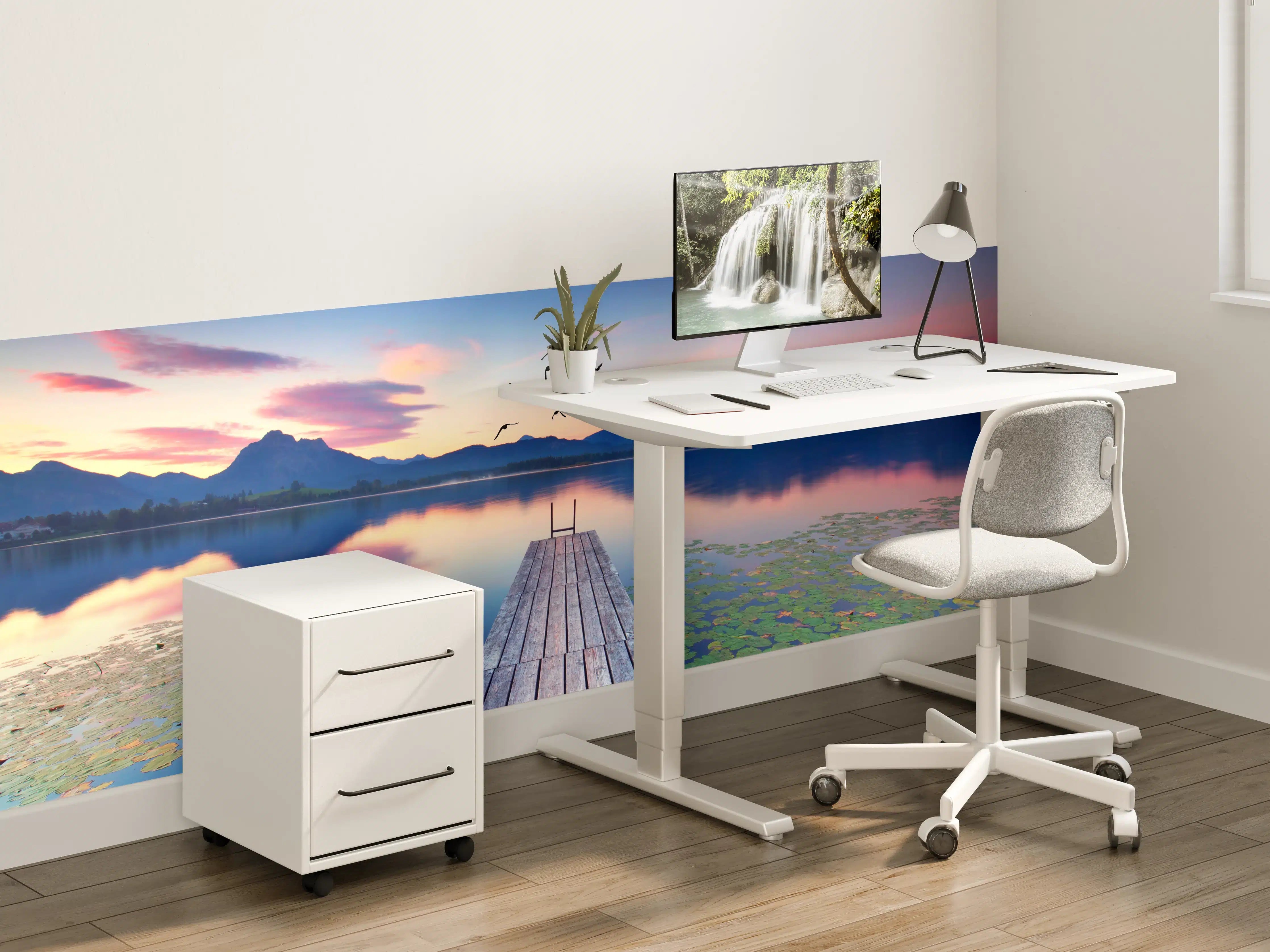 Kinderzimmer Wandgestaltung - Alpensee mit Seerosen