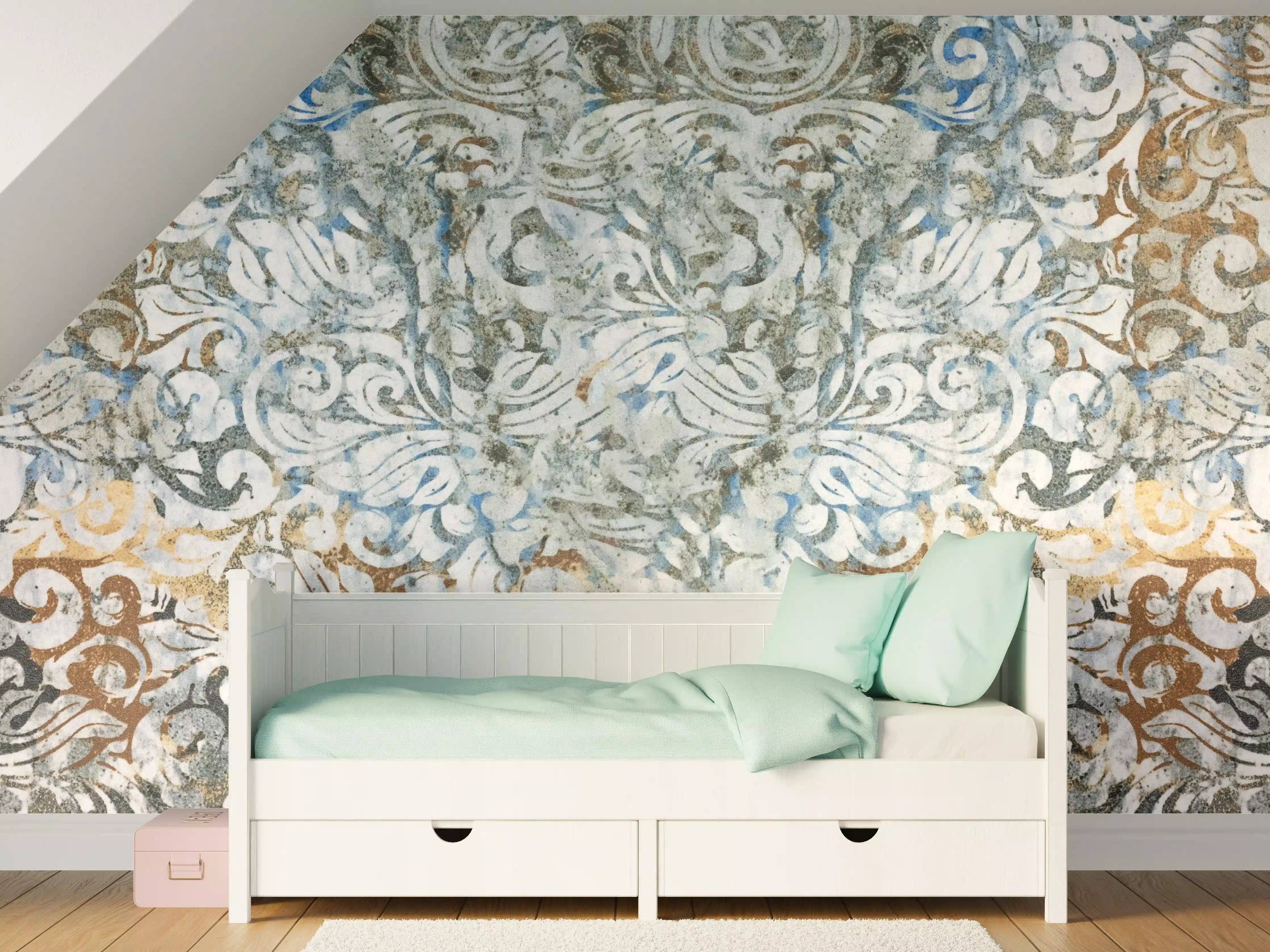 Kinderzimmer Wandgestaltung - Alte Abstrakte Vintage Shabby Retro Stein Mosaik