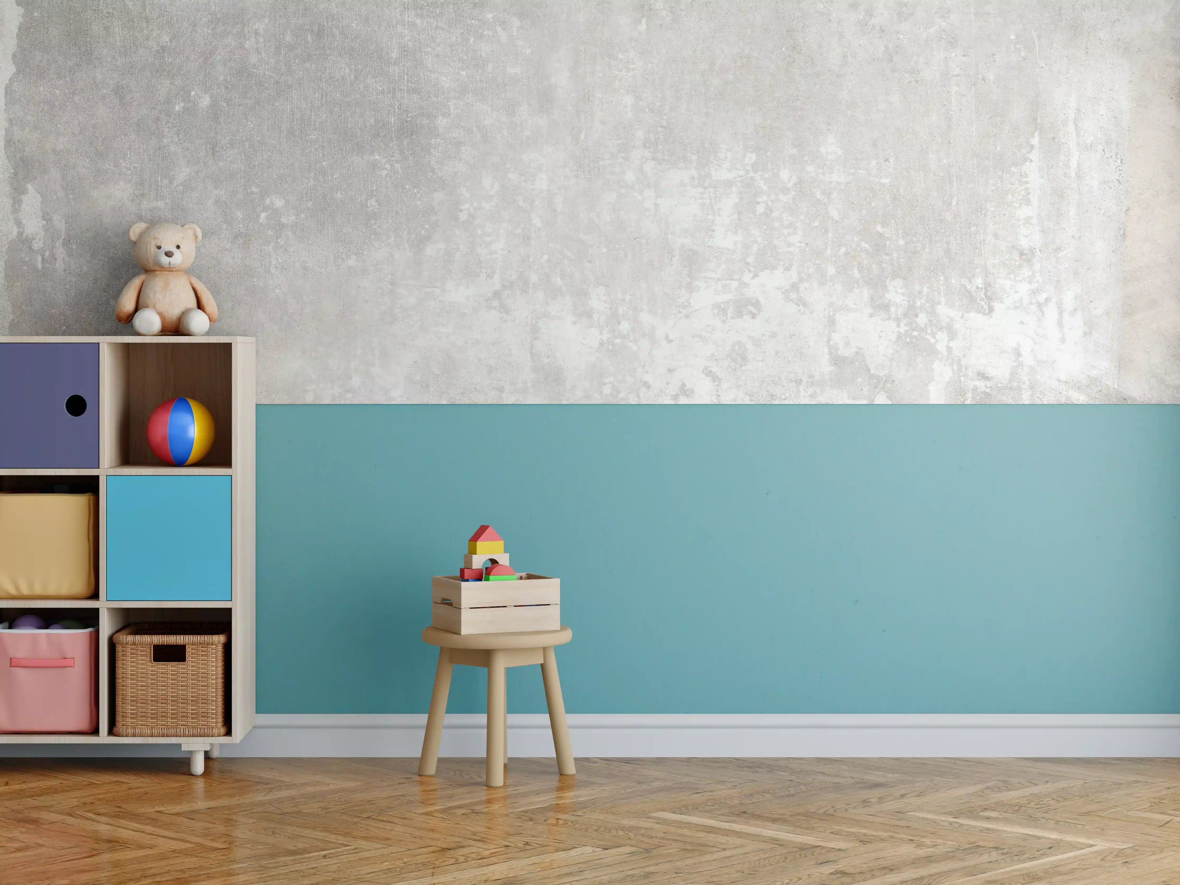 Kinderzimmer Wandgestaltung - Alte Zementwandstruktur