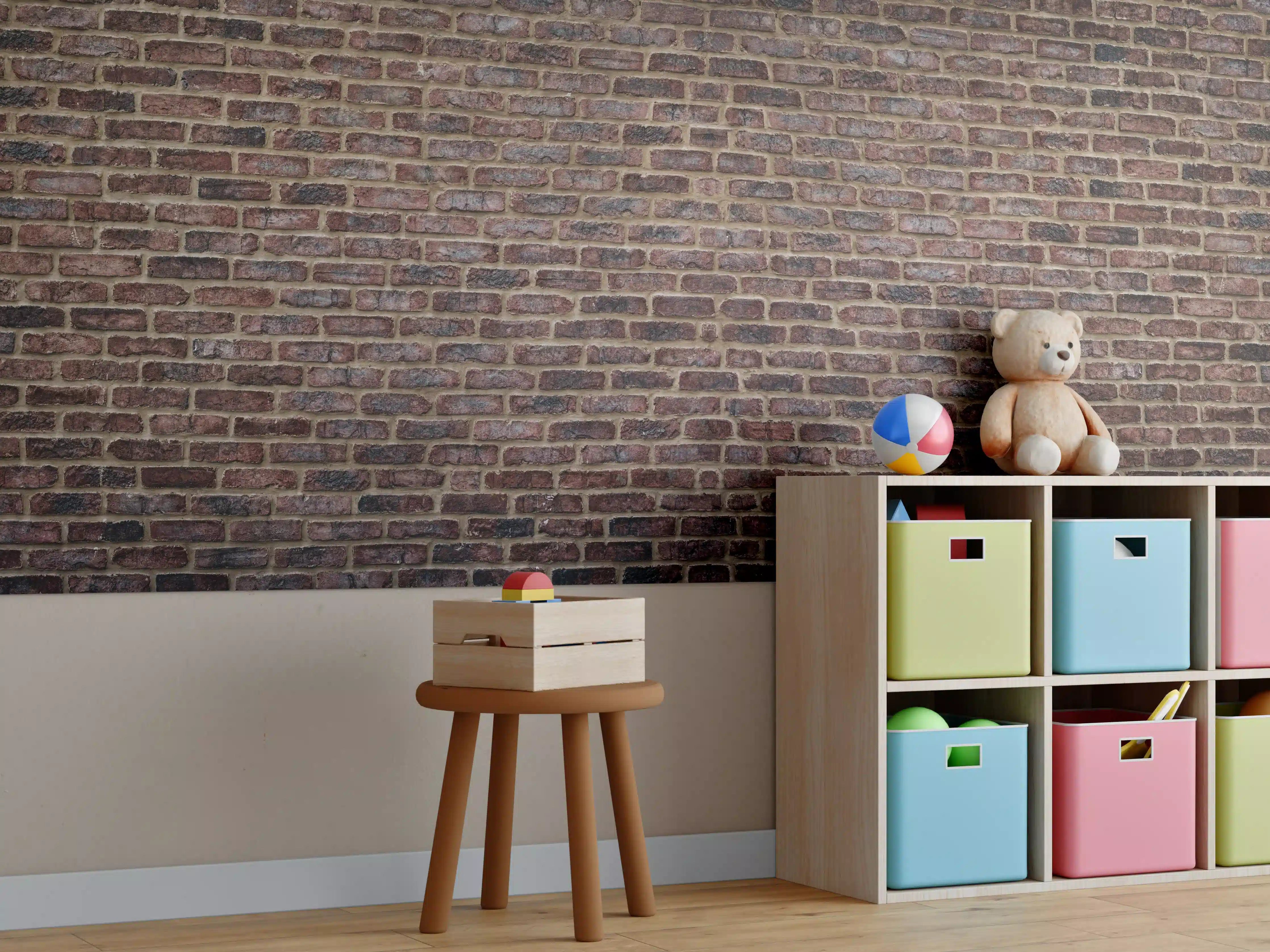 Kinderzimmer Wandgestaltung - Alte rötliche Ziegelwand